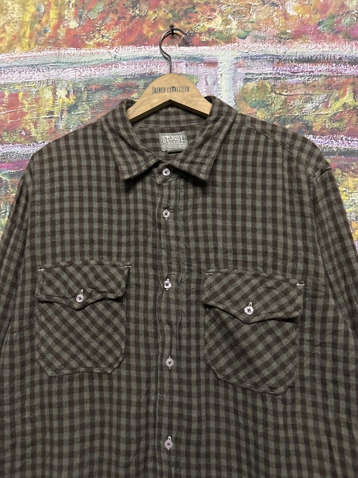 Stussy Stussy Flannel Shirt Khaki Check Size US XL / EU 56 / 4 - 6 Thumbnail
