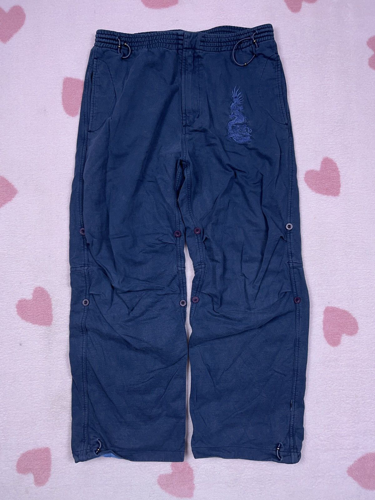 image of Maharishi Dragon Embroidery Baggy Sweatpants Skate Japan in Navy, Men's (Size 34)