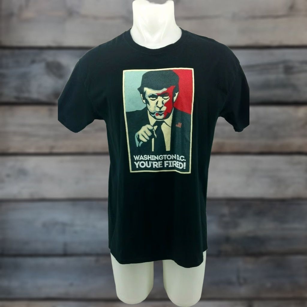 Gildan Donald Trump Men's Gildan T Shirt Large Black You’re Youre Fired 100% Cotton Short Sleeve Classic Fit Shirt Mens Size US L / EU 52-54 / 3 - 1 Thumbnail
