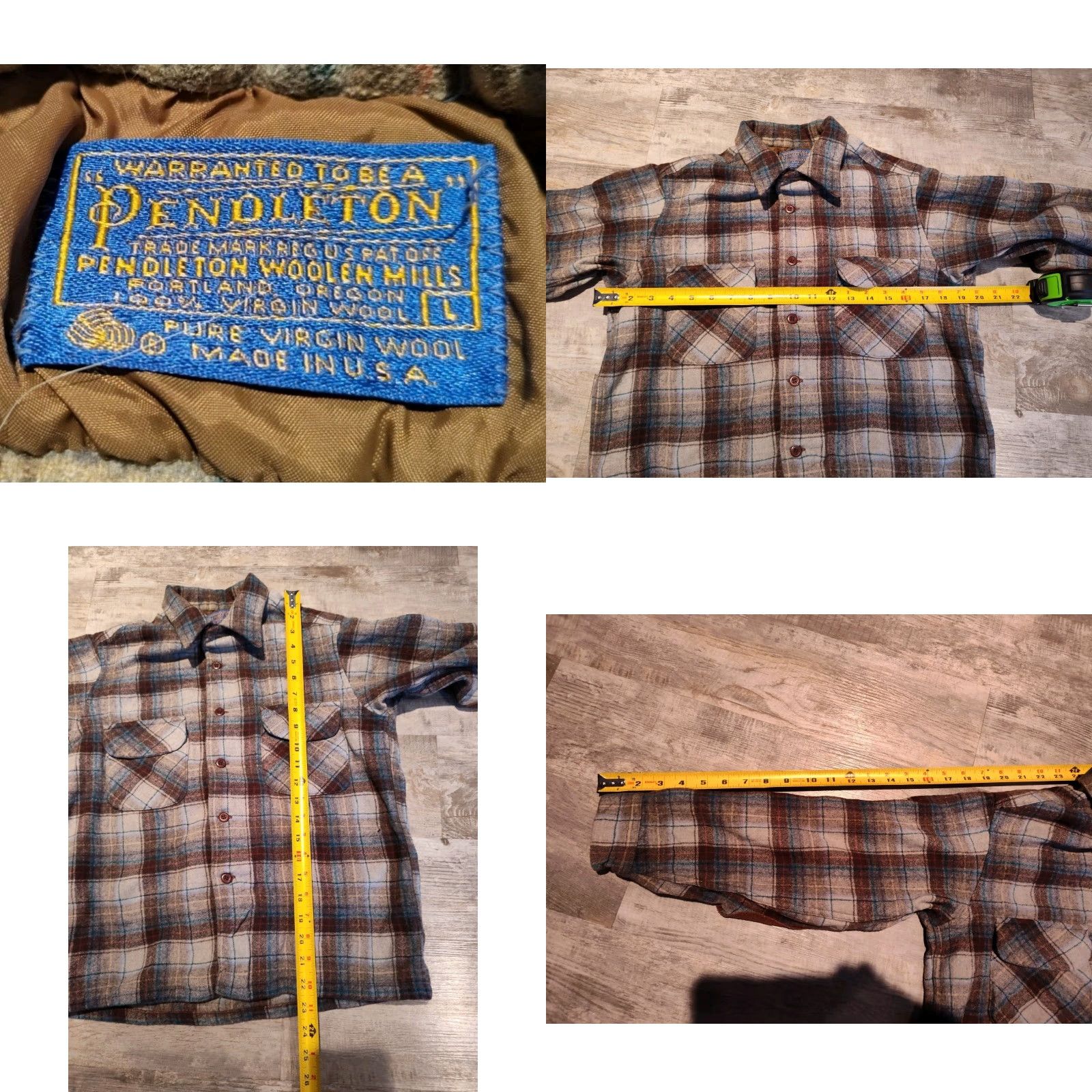 Pendleton VINTAGE Pendleton Board Shirt Button-Up Wool Leather Elbow Patches 60s USA Made Blue Plaid Small Unisex Adults Mens Womens Size US S / EU 44-46 / 1 - 8 Thumbnail