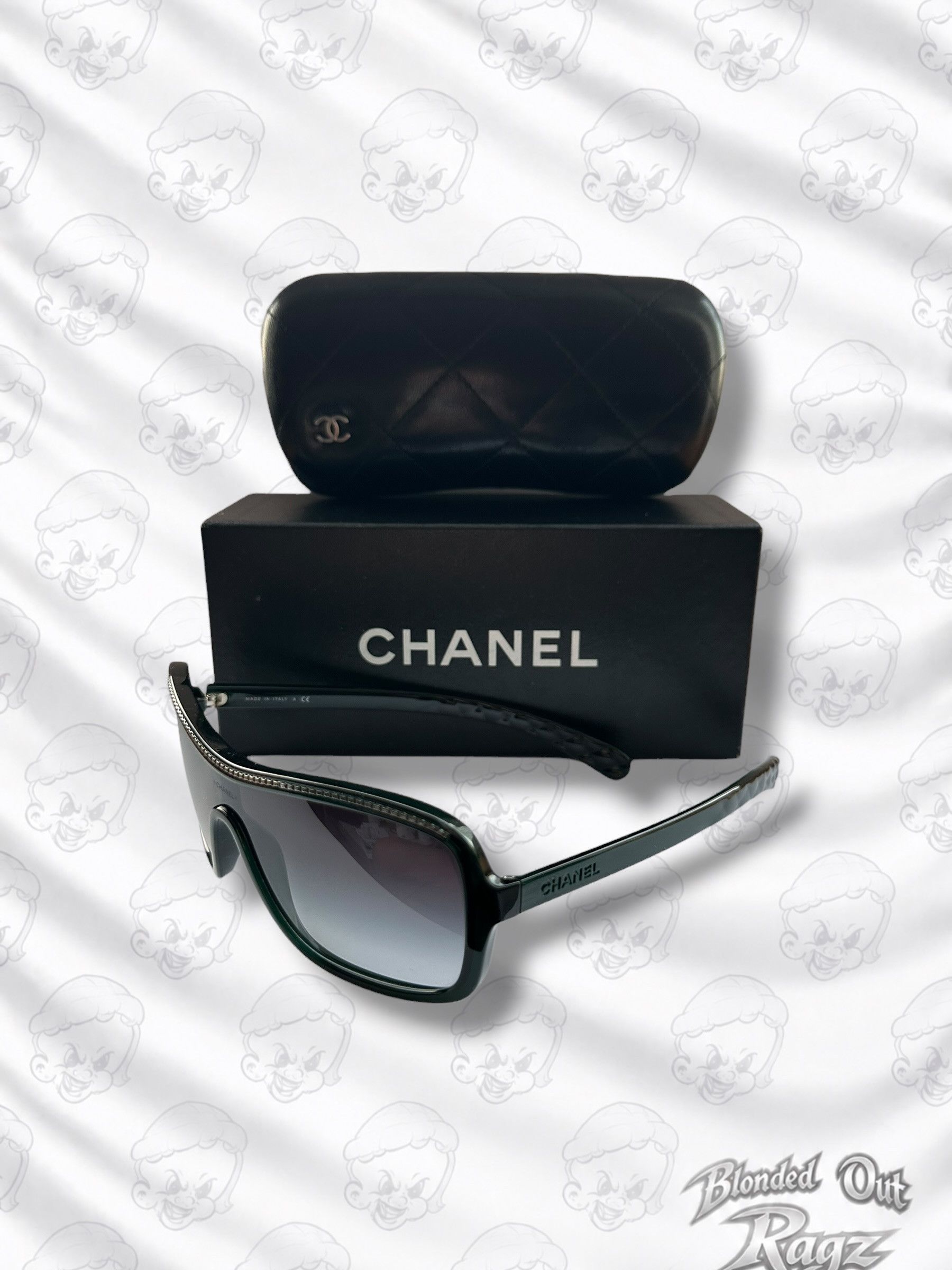 Chanel Chanel 6043 Black + Silver Quilted Sunglasses Size ONE SIZE - 1 Thumbnail