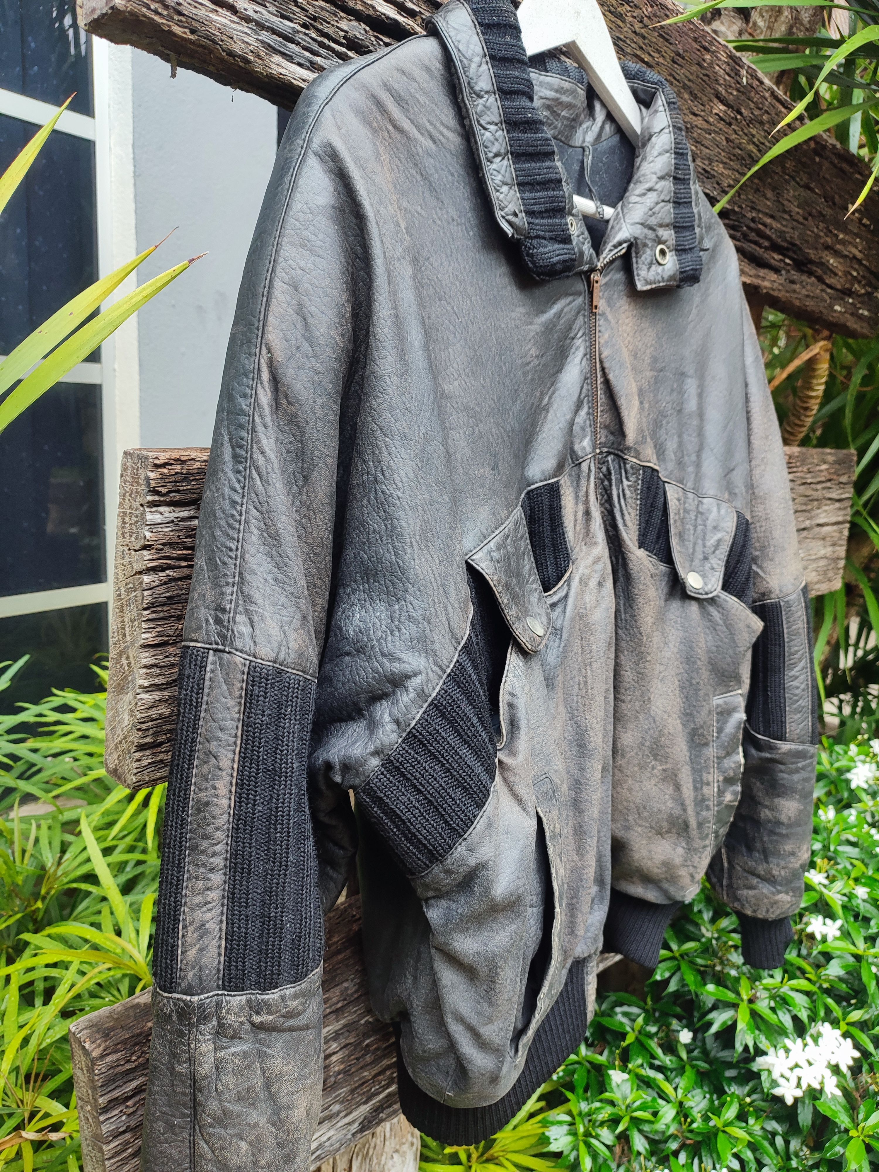 Vintage Andre Ghekiere Vintage Distressed Leather Bomber Jacket Size US XL / EU 56 / 4 - 2 Thumbnail
