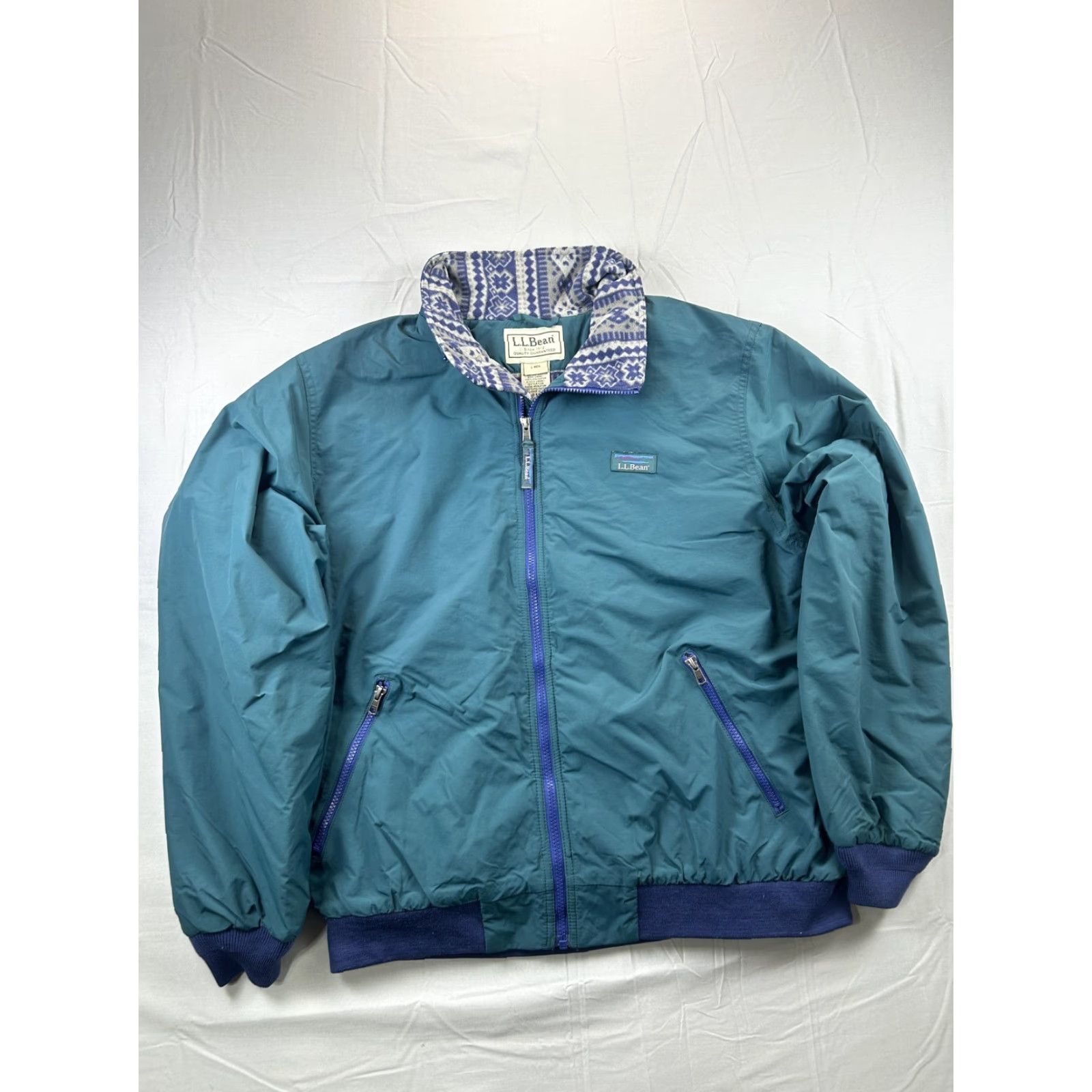Vintage LL Bean Jacket Mens Large Green Nylon Bomber Fleece Lined Full Zip Size US L / EU 52-54 / 3 - 3 Thumbnail