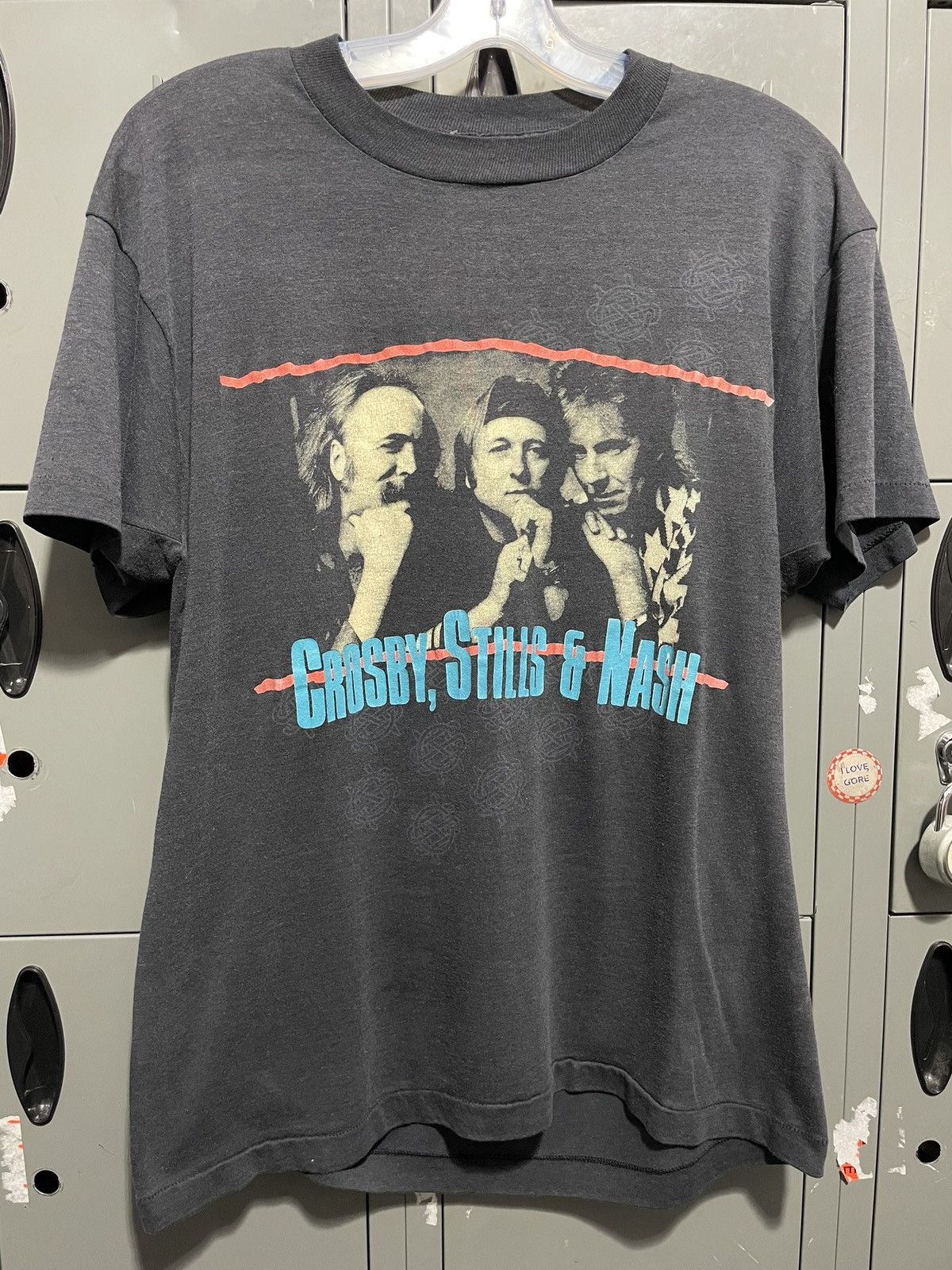 image of Band Tees x Vintage 1989 Crosby Stills Nash Csn 80’S Classic Rock Folk Music in Black (Size Medium)