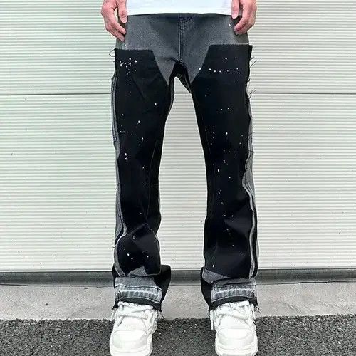 Japanese Brand Splash Ink Painted Washed Micro Elastic Denim Logging Pants Size US 36 / EU 52 - 5 Thumbnail