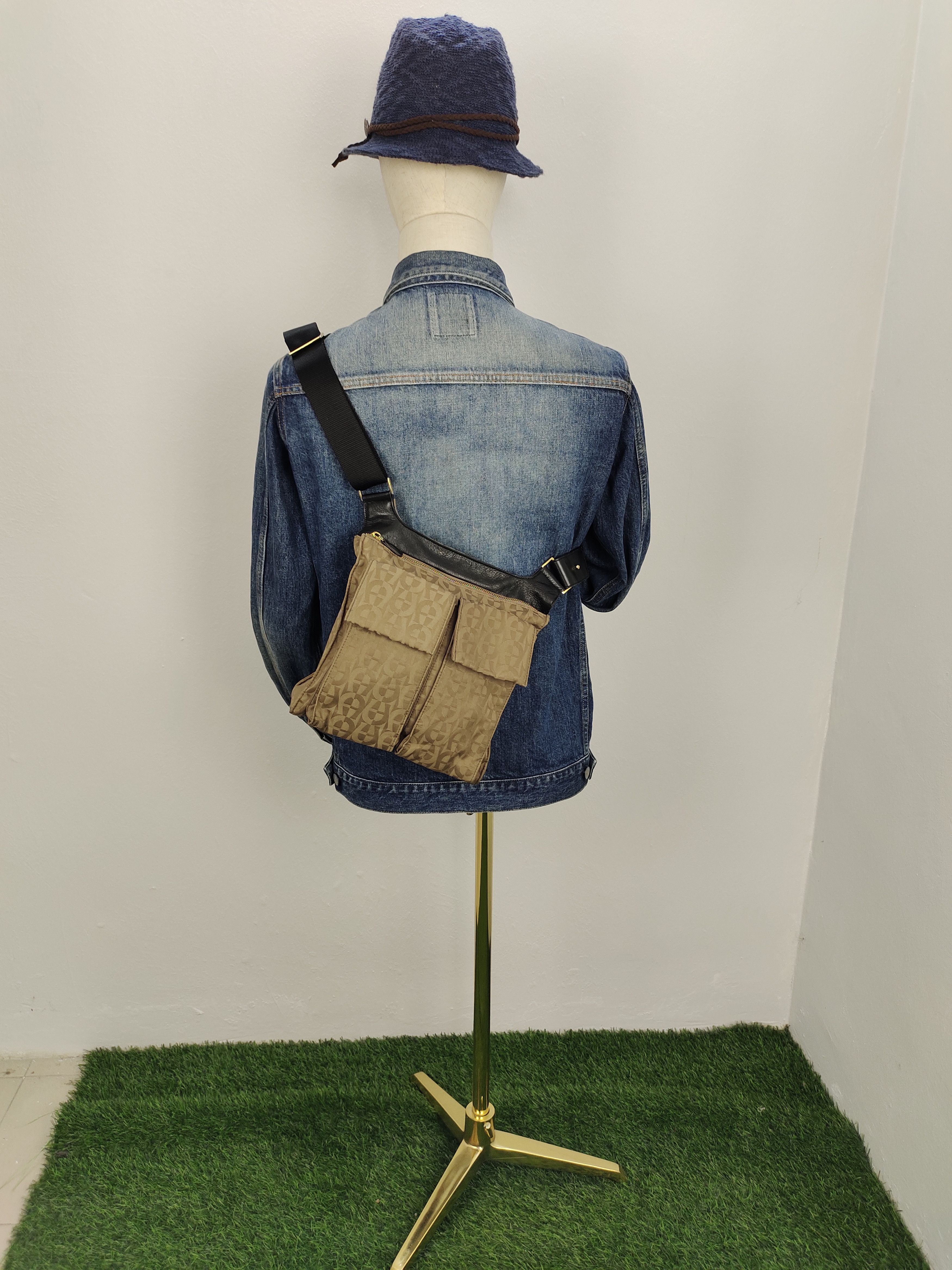 Aigner Vintage Aigner Zucca Logo Cotton Leather Sling Shoulder Bag Size ONE SIZE - 2 Thumbnail