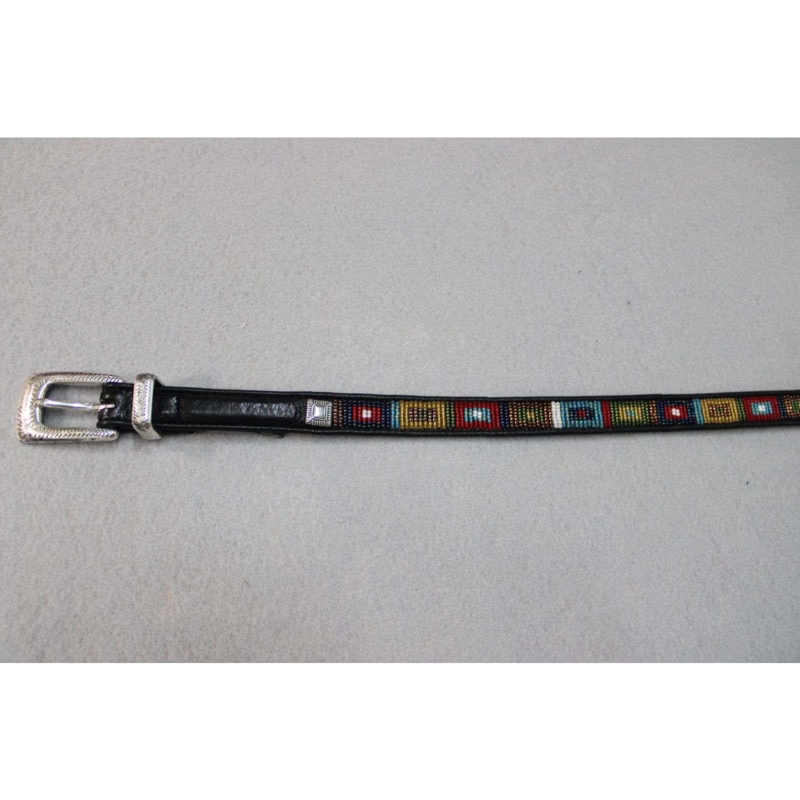Brighton Beaded Leather Belt Western Boho Multicolor Silver Engraved Buckle 30 Brighton Beaded Belts for Women for sale | eBay main image 2