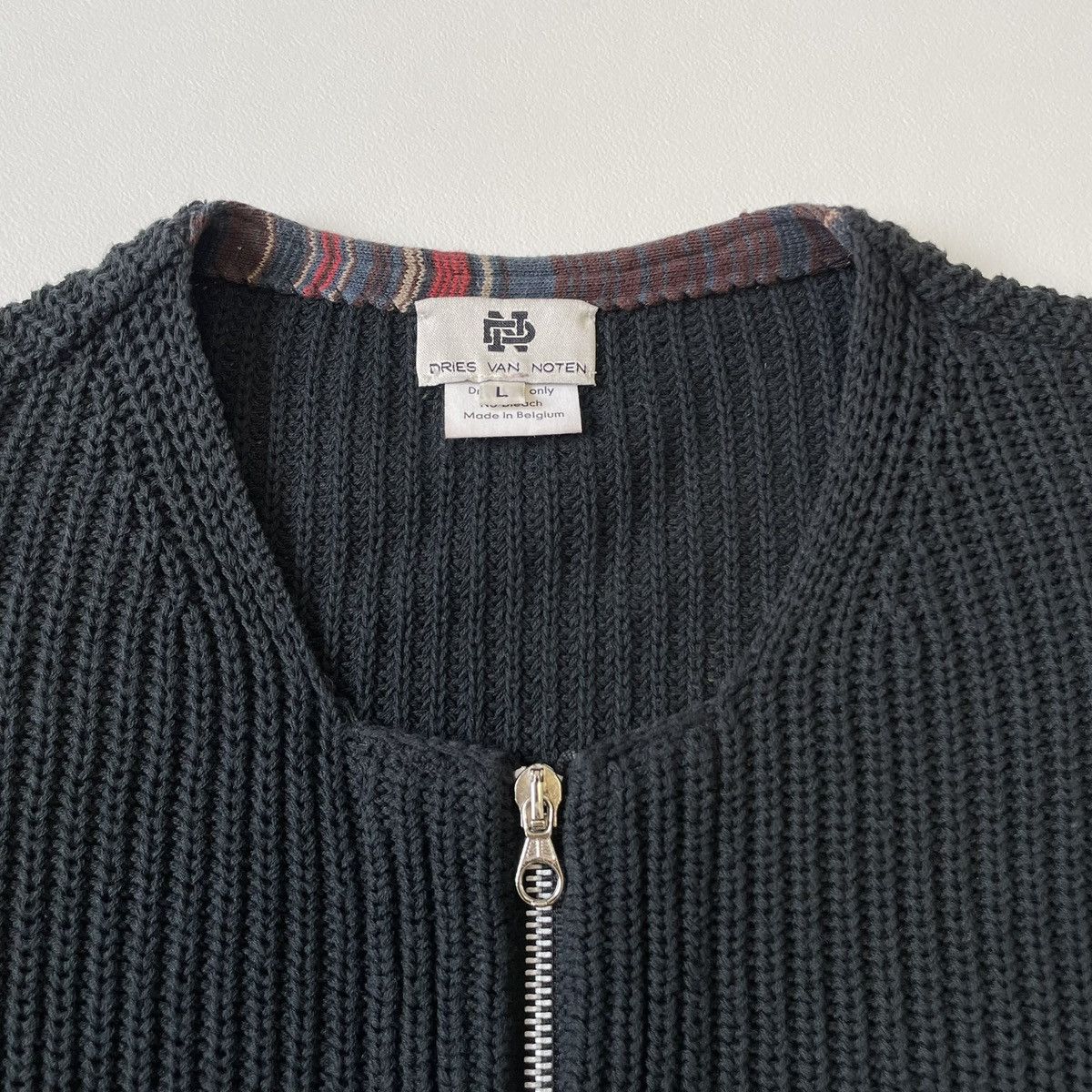 Dries Van Noten 1990s Ribbed Zip Knit Cotton Cardigan Size US L / EU 52-54 / 3 - 3 Thumbnail