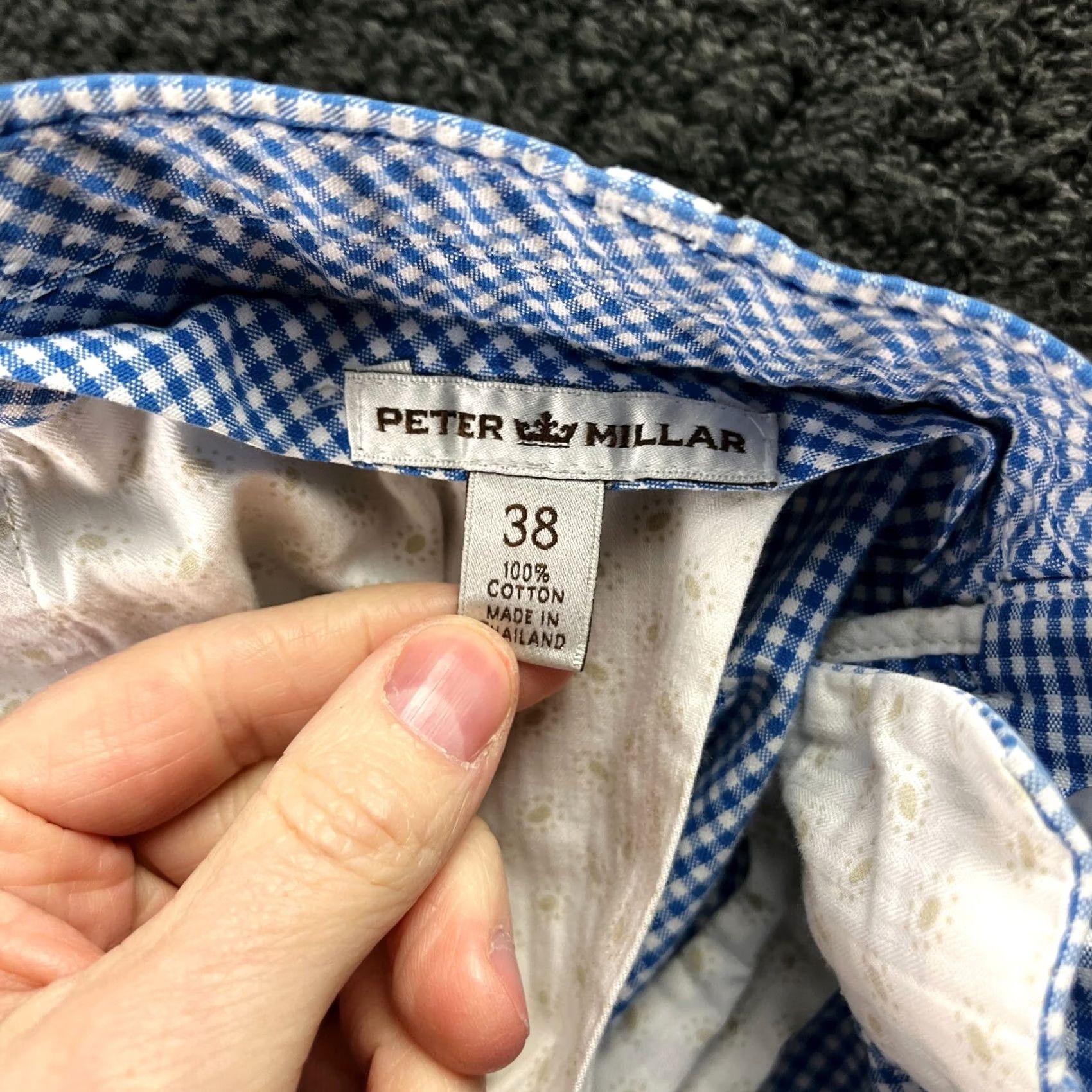 Peter Millar Peter Millar Shorts Mens Size 38 Blue Gingham Plaid Cotton Flat Front Chino Casual Java? Size US 38 / EU 54 - 4 Thumbnail