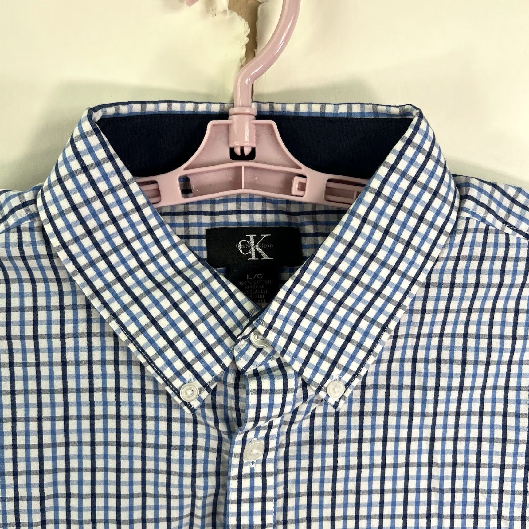 Calvin Klein Calvin Klein Button-Down Shirt Mens L Blue Check Long Sleeve Regular Fit Size US L / EU 52-54 / 3 - 3 Thumbnail