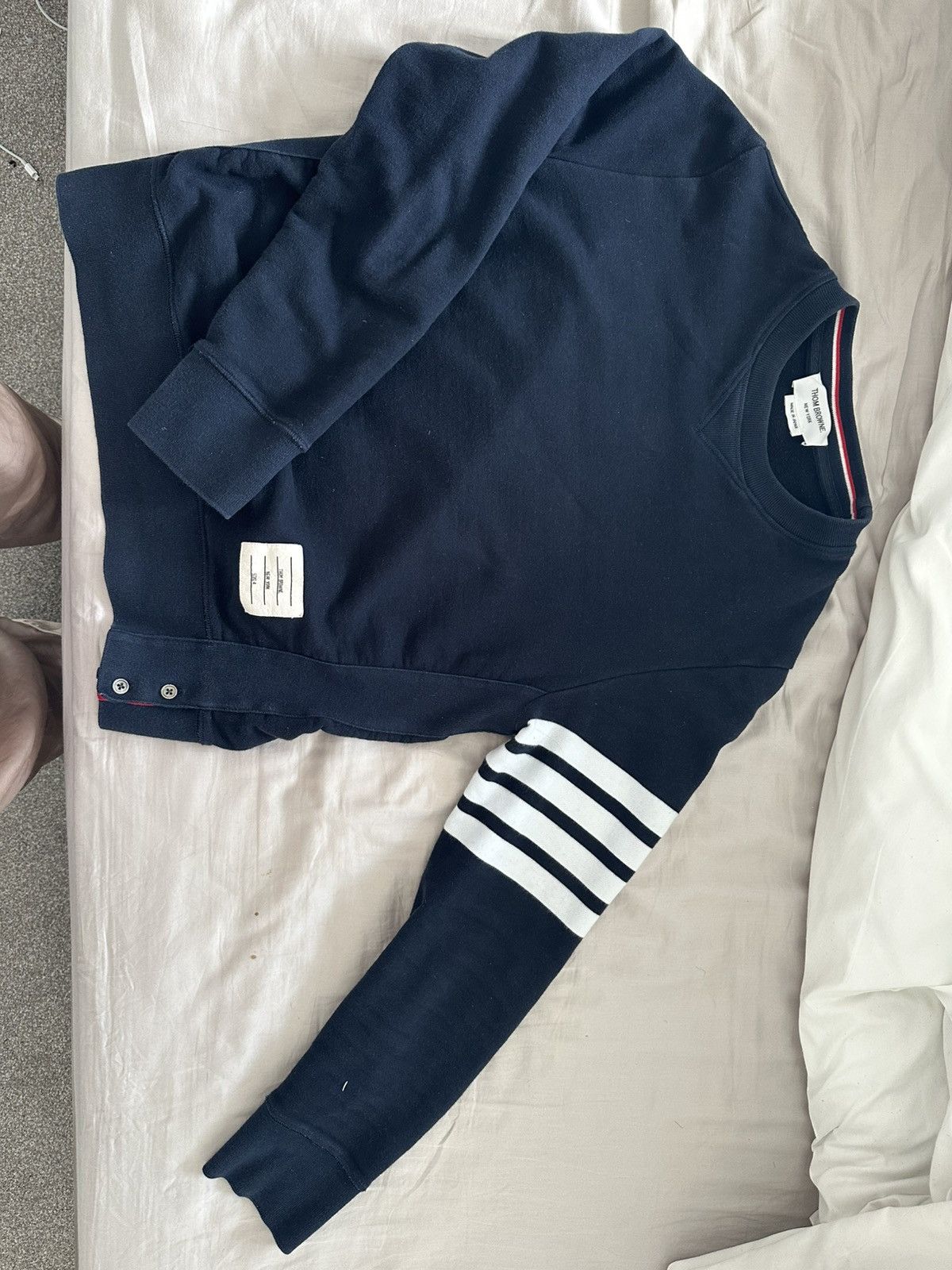 Thom Browne Thom Browne 4-Bar Stripe Sweatshirt Size 4 Navy Cotton Size US M / EU 48-50 / 2 - 1 Thumbnail