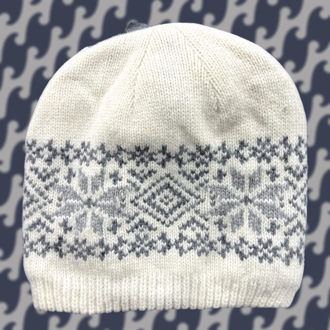 Vintage NORWEAR Womens Beanie Hat One Size Wool Angora Insulated Fair Isle White Thermal Size ONE SIZE - 1 Thumbnail