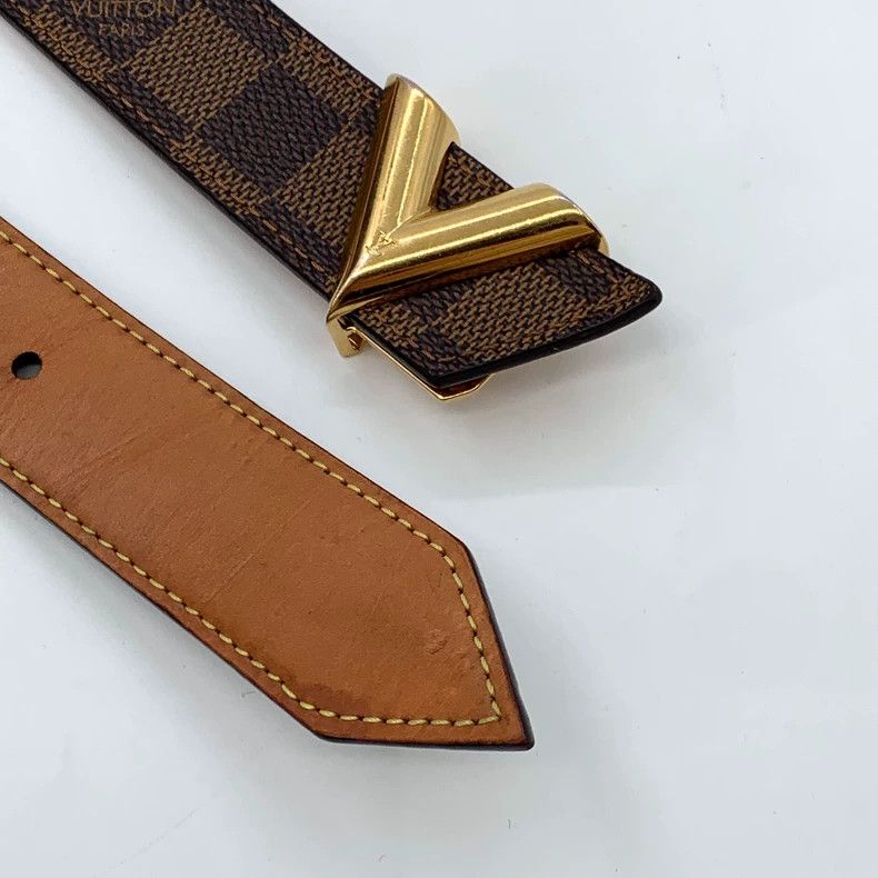 Louis Vuitton Louis Vuitton Dark brown V-button checkerboard belt Size ONE SIZE - 5 Thumbnail
