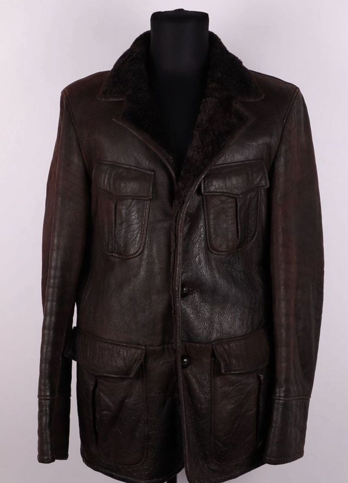 Gucci Gucci by Tom Ford Shearling Pocket Detail Leather Jacket Size US XL / EU 56 / 4 - 1 Thumbnail
