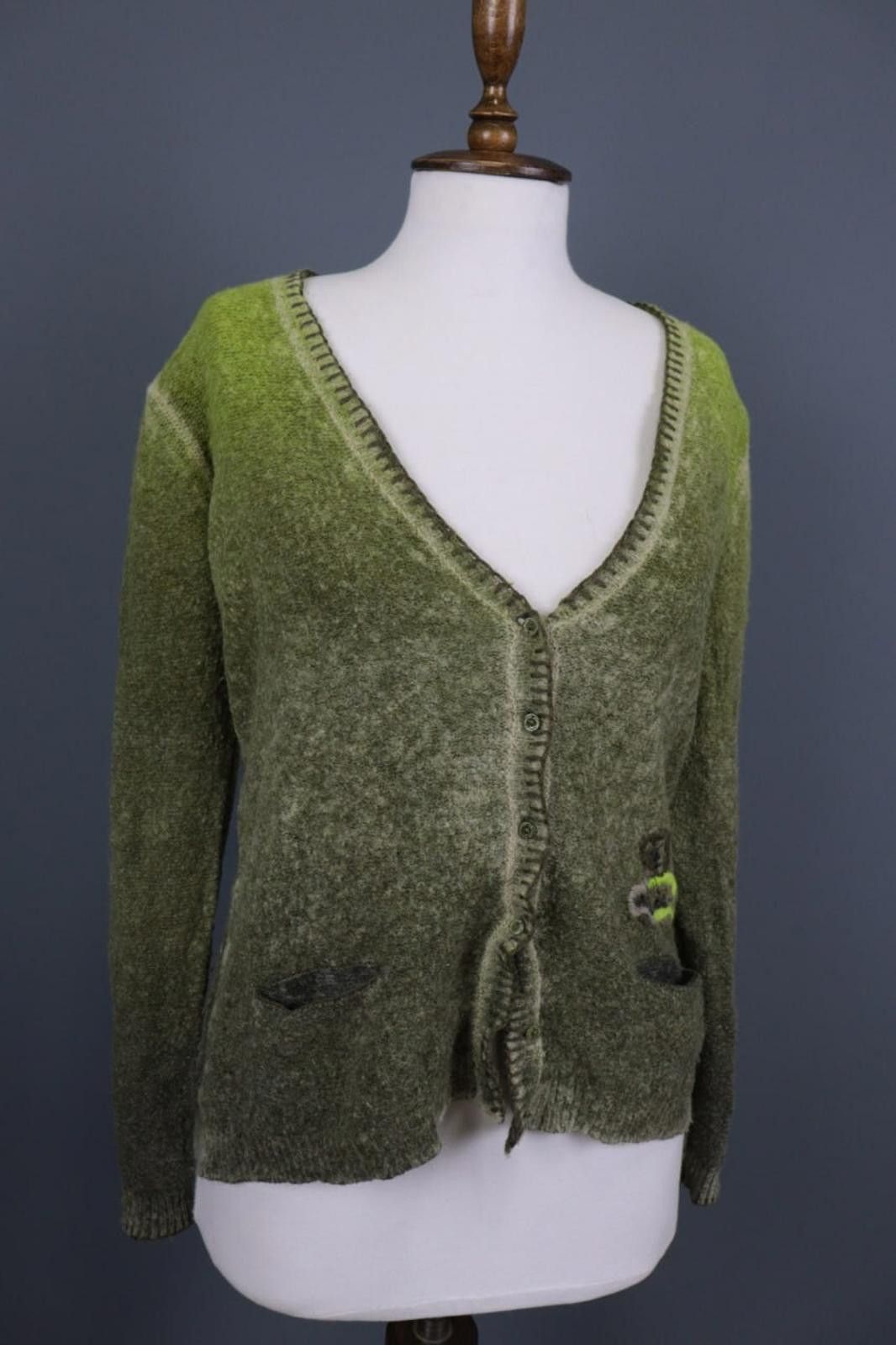 Designer Princess Goes Hollywood Green Wool Cardigan Sweater Size 42 Size M / US 6-8 / IT 42-44 - 4 Thumbnail
