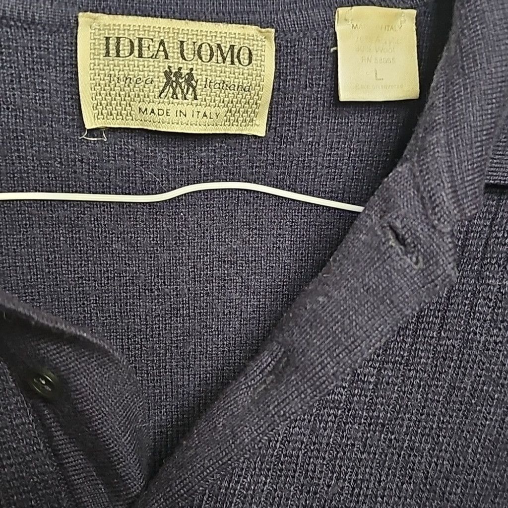 IDEA Mens Idea Uomo Italy Knitted Blue Stripe 30% Wool Sweater Lg Size US L / EU 52-54 / 3 - 4 Thumbnail