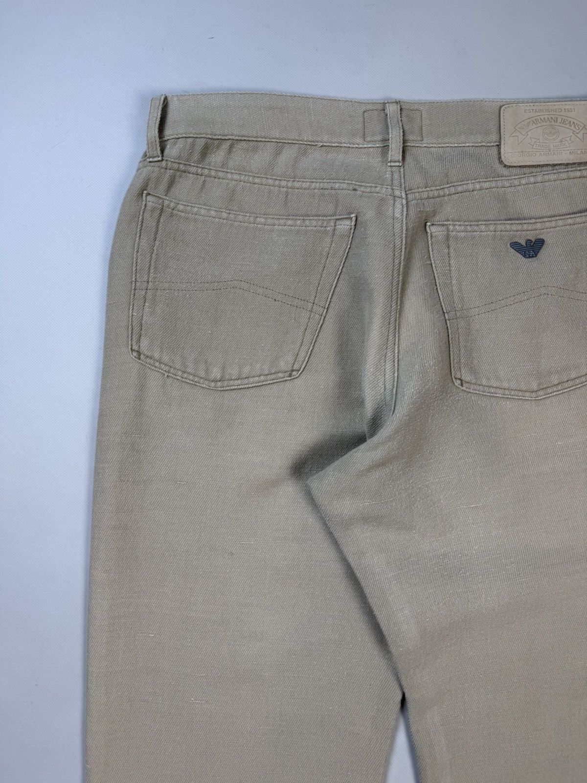 Armani AJ Armani Jeans Vintage Metal Logo Men’s Linen Chino Pants Size US 33 - 23 Thumbnail