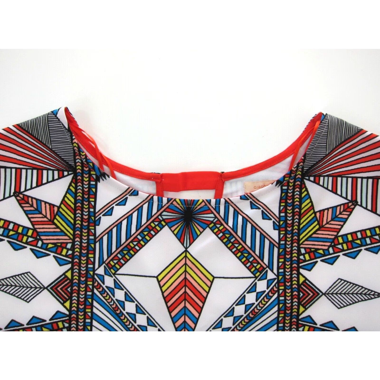 Vintage Gibson Latimer Red Geometric Stretch Midi Shift Dress M Size M / US 6-8 / IT 42-44 - 5 Thumbnail
