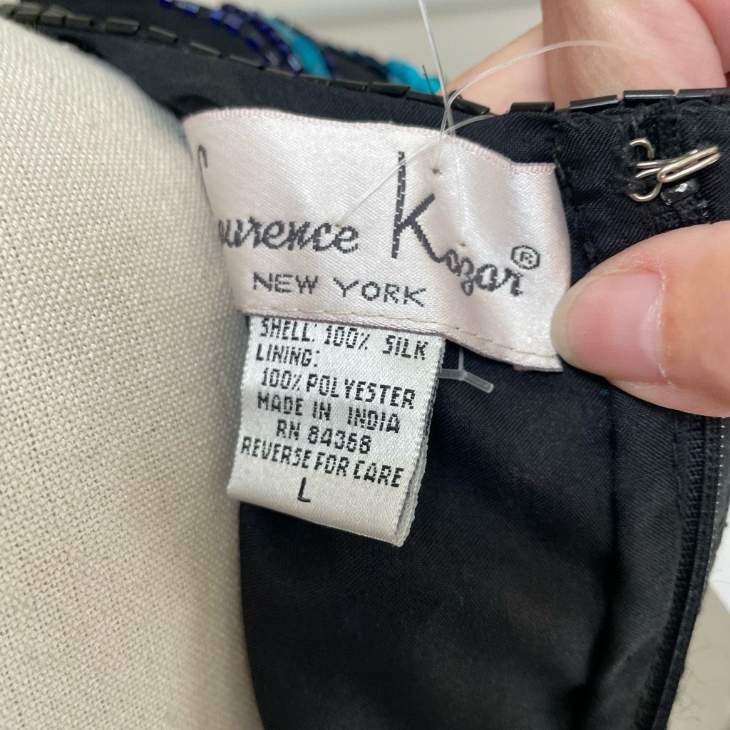 Other NWT NOS Laurence Kazar Beaded Sequin Short Sleeve Silk Top Blue Black L Size L / US 10 / IT 46 - 7 Thumbnail