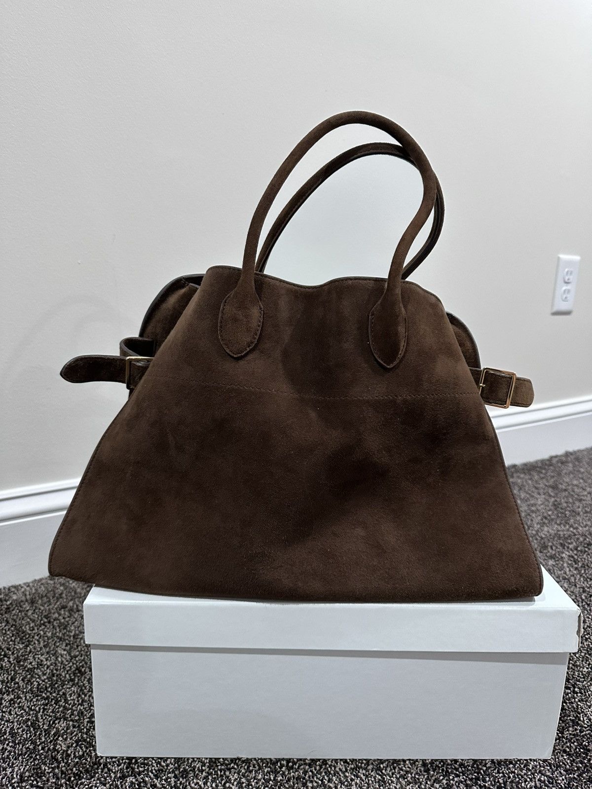 The Row The Row Soft Margaux 15 Brown Suede Leather Top Handle Bag Size ONE SIZE - 6 Thumbnail