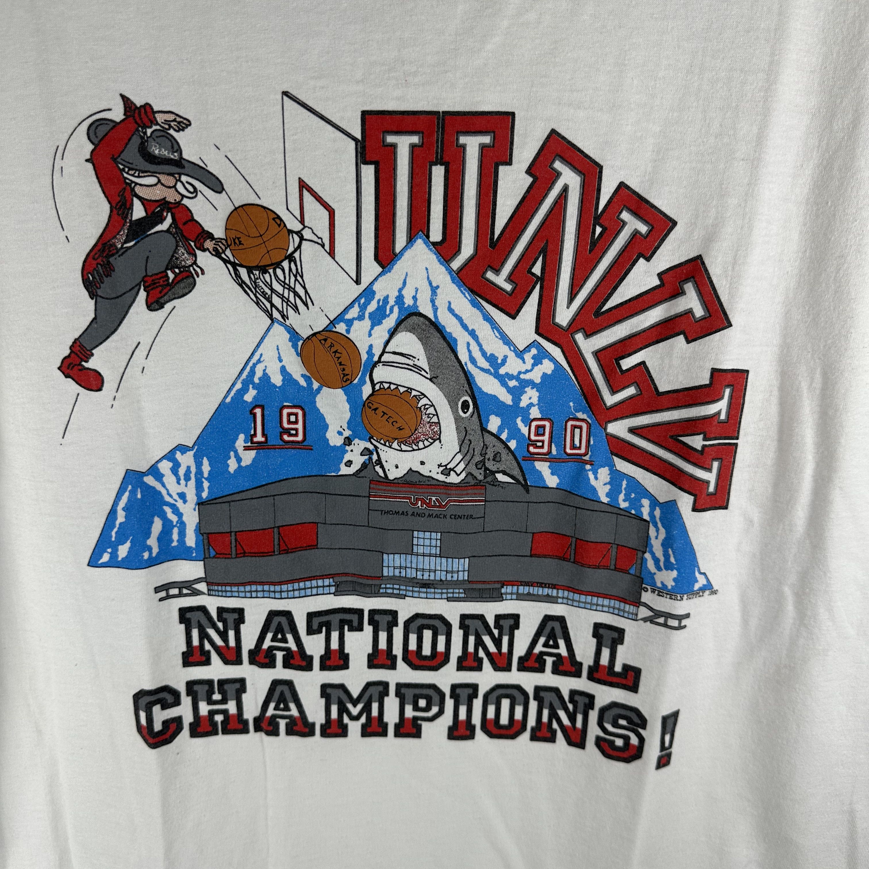 Vintage 1990 UNLV Runnin Rebels NCAA Basketball Champions T-shirt Size US XL / EU 56 / 4 - 2 Thumbnail
