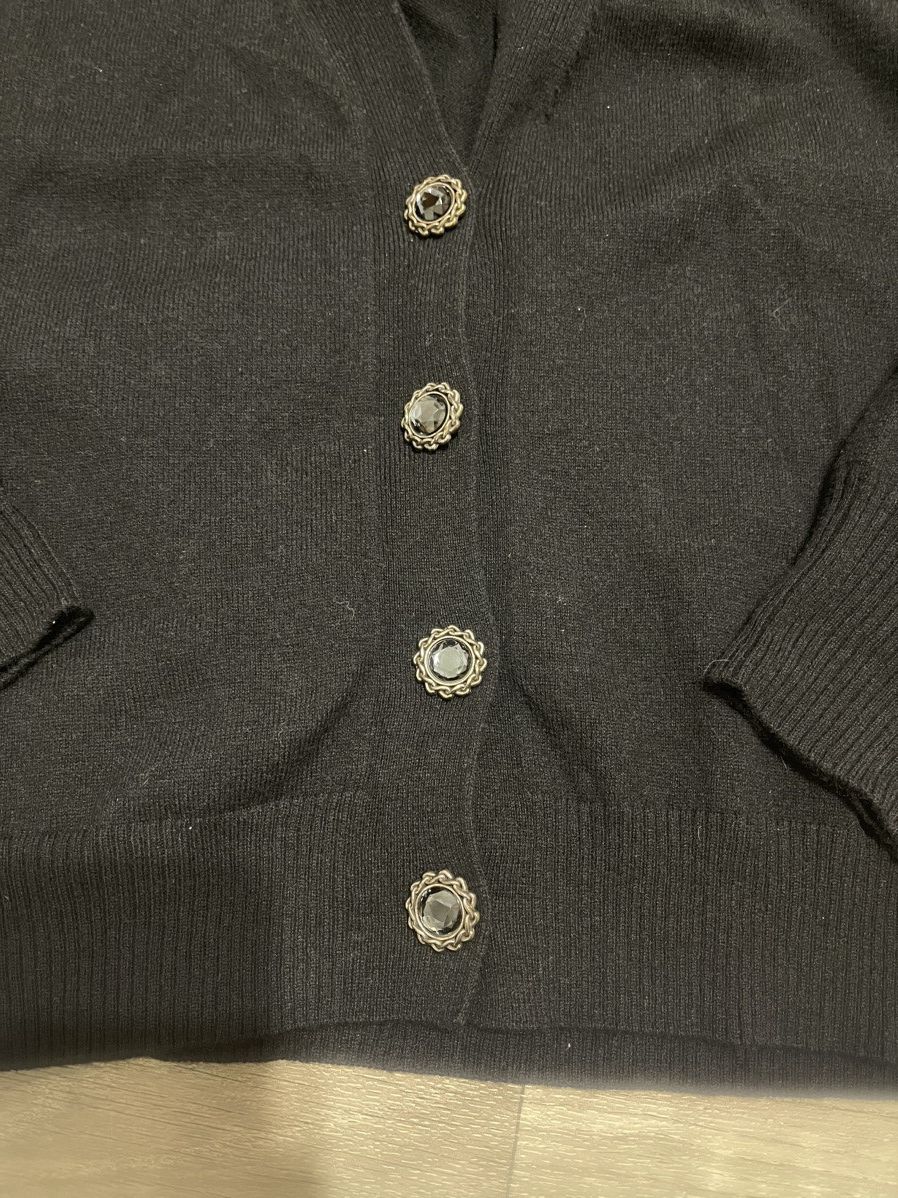 Other THE KOOPLES V-NECK BLACK MERINO WOOL CARDIGAN JEWEL BUTTONS Size S / US 4 / IT 40 - 4 Thumbnail