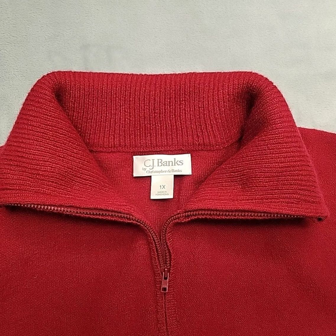 Vintage VINTAGE CJ Banks Sweater Vest Womens 1X Red Wool Knit Full Zip Sleeveless Cardigan Vest Size XL / US 12-14 / IT 48-50 - 4 Thumbnail
