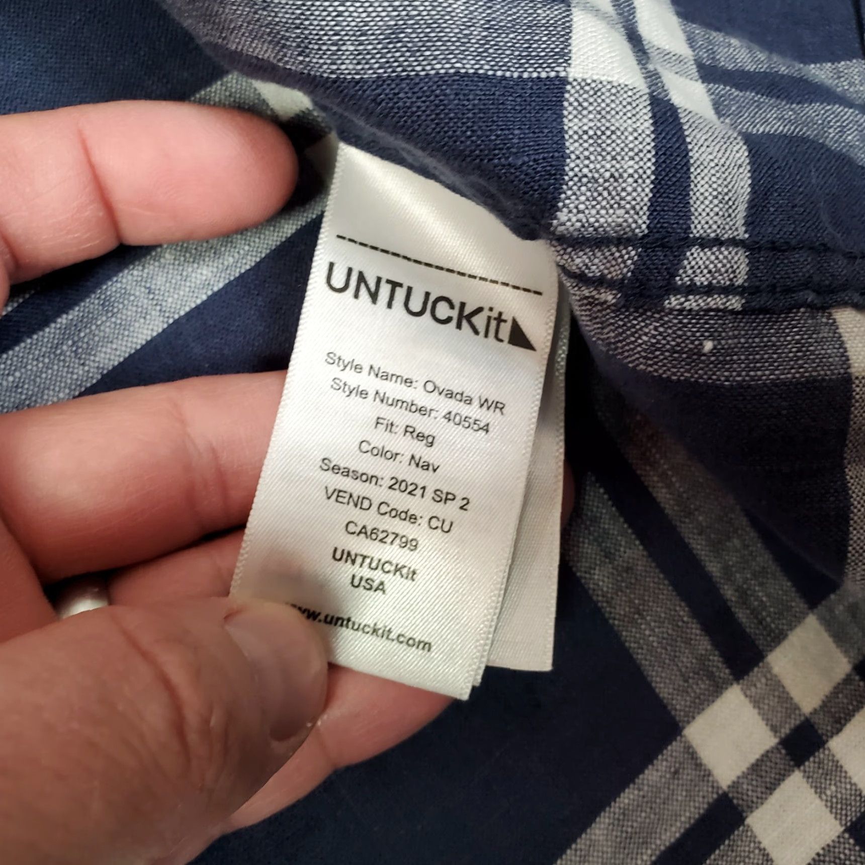 UNTUCKit UNTUCKit Shirt Mens XL Blue White Button-Up Long Sleeve Linen Collar Plaid Casual Outdoor Button-Down Mens Size US XL / EU 56 / 4 - 3 Thumbnail