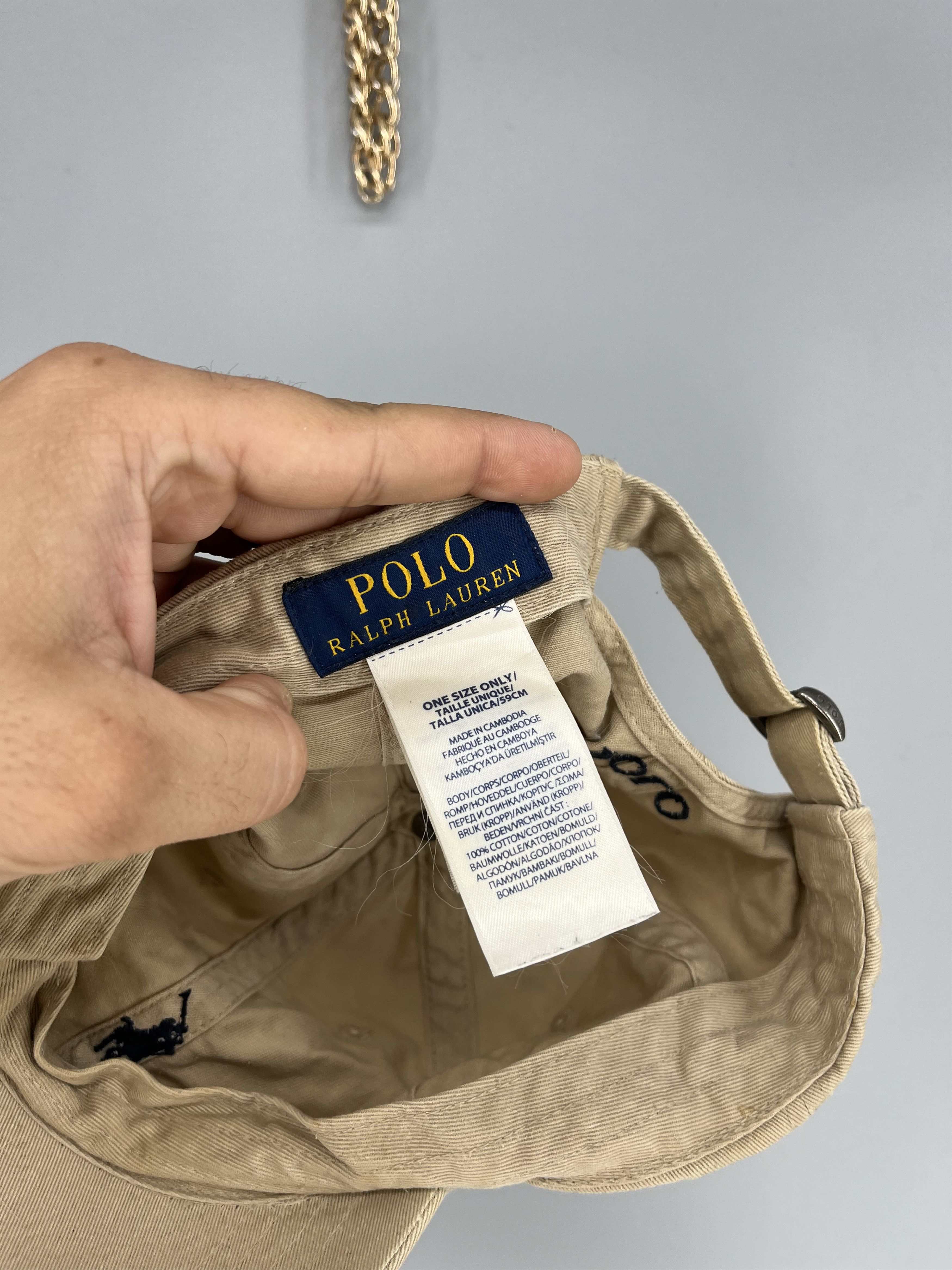 Polo Ralph Lauren Vintage Y2K Polo Ralph Lauren Beige Cotton Cap Size ONE SIZE - 6 Thumbnail