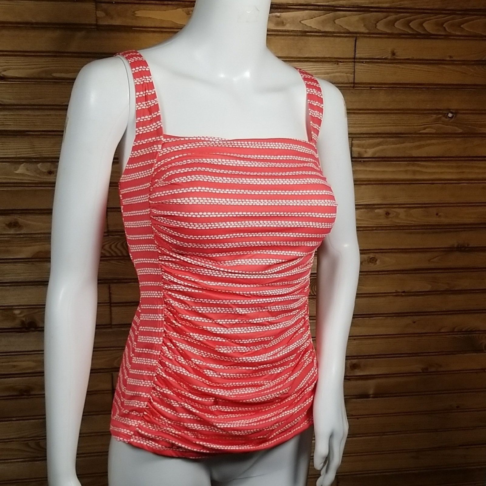 L.L. Bean L.L. Bean Pink Ruched Swim Suit Tankini Top Size 10 Size L / US 10 / IT 46 - 4 Thumbnail
