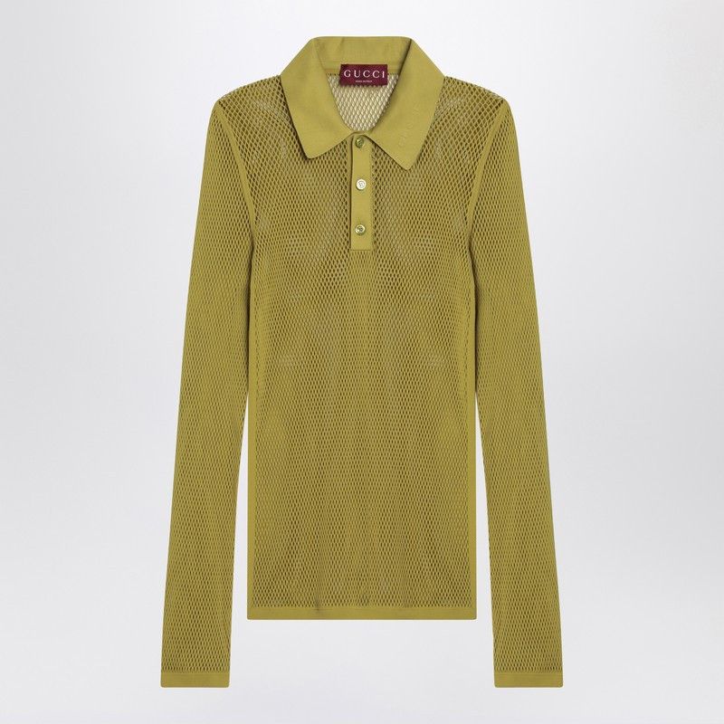 Gucci Gucci Pistachio Green Perforated Technical Knit Polo Size US M / EU 48-50 / 2 - 1 Thumbnail