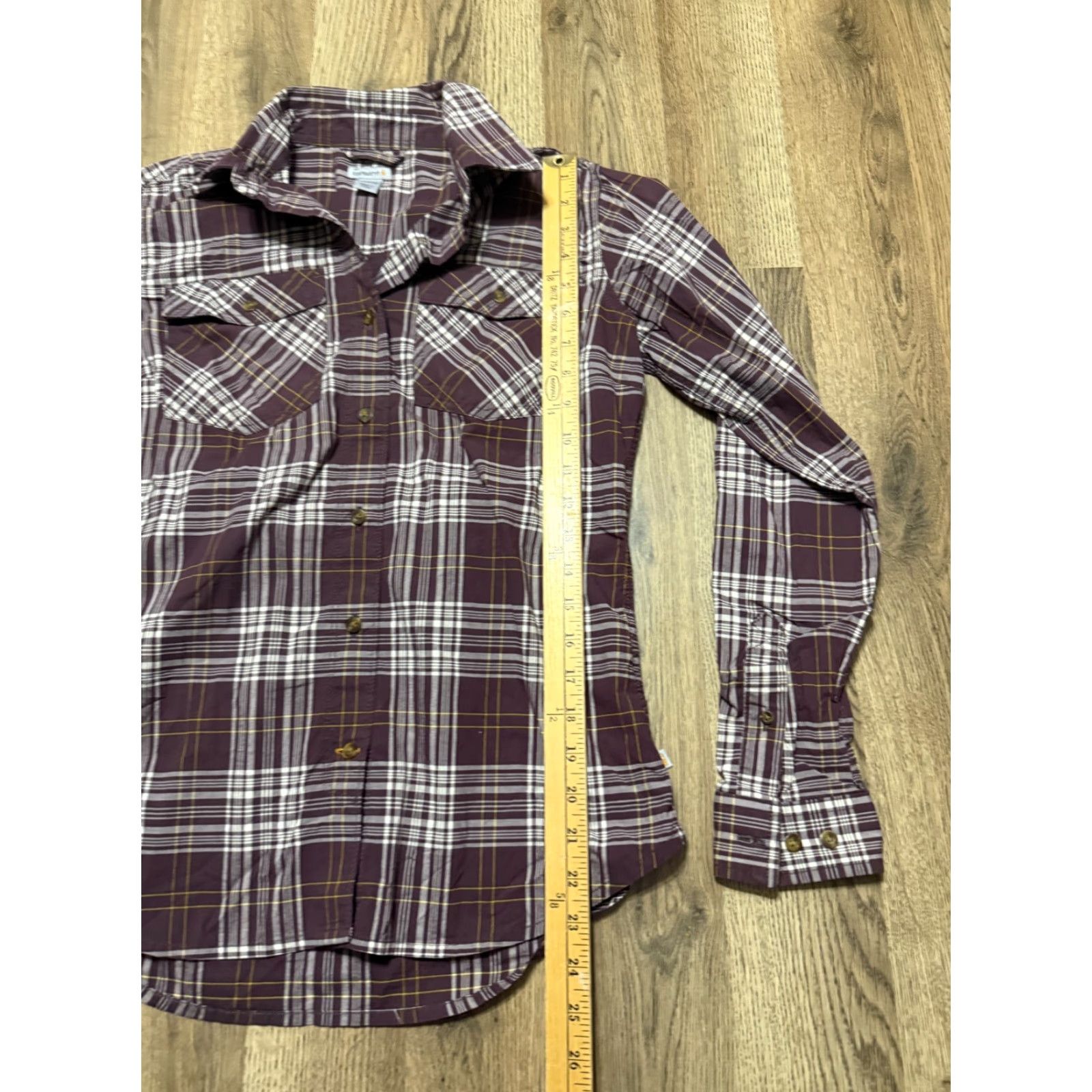 Carhartt Carhartt Shirt Women's Size XS Brown Yellow White Plaid Long Sleeve Button Up Size XS / US 0-2 / IT 36-38 - 7 Thumbnail