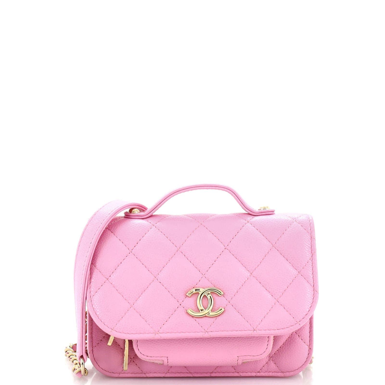 Business Affinity Flap Clutch with Chain Quilted Caviar None