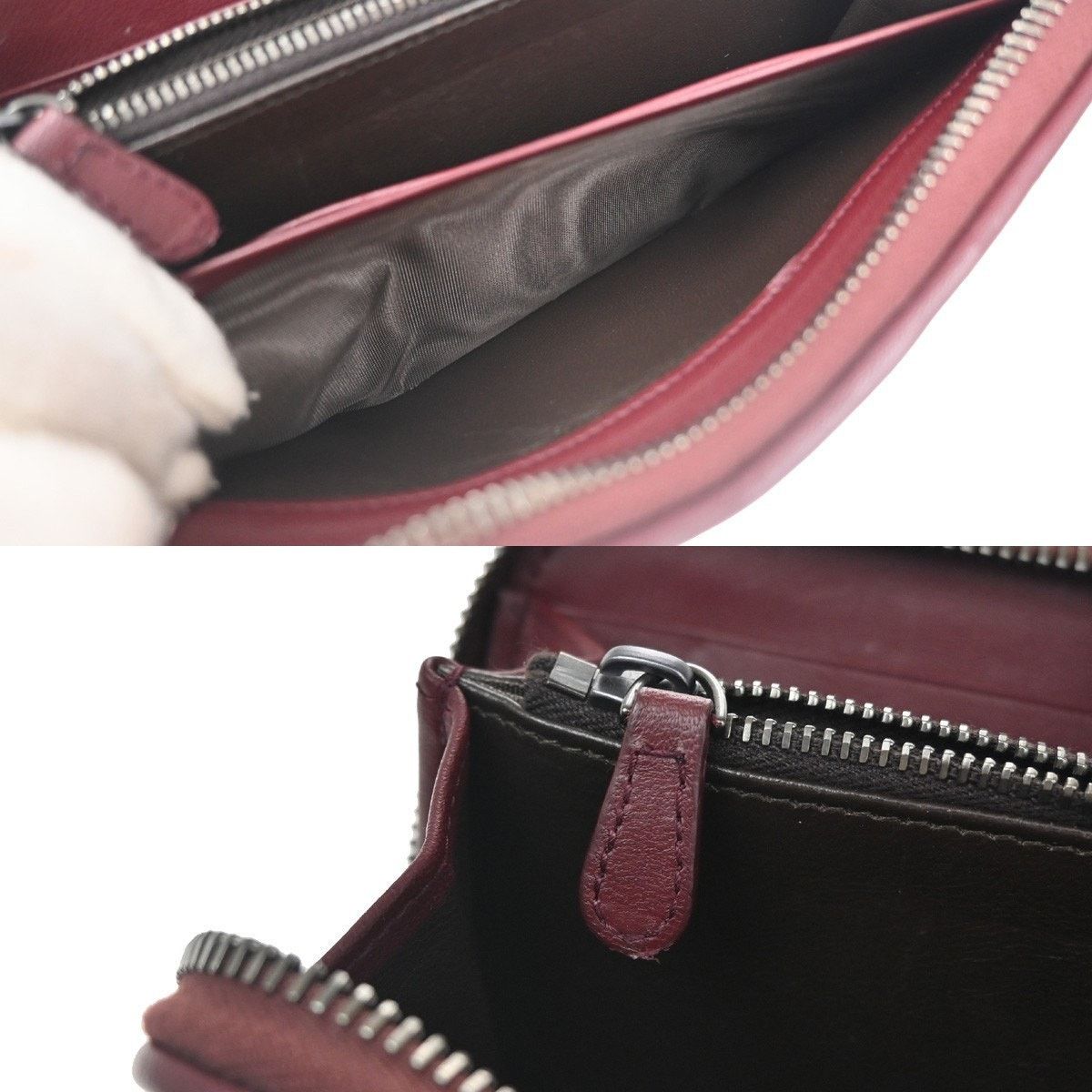 Bottega Veneta Bottega Veneta Intrecciato Long Zip Leather Wallet Burgundy Size ONE SIZE - 6 Thumbnail