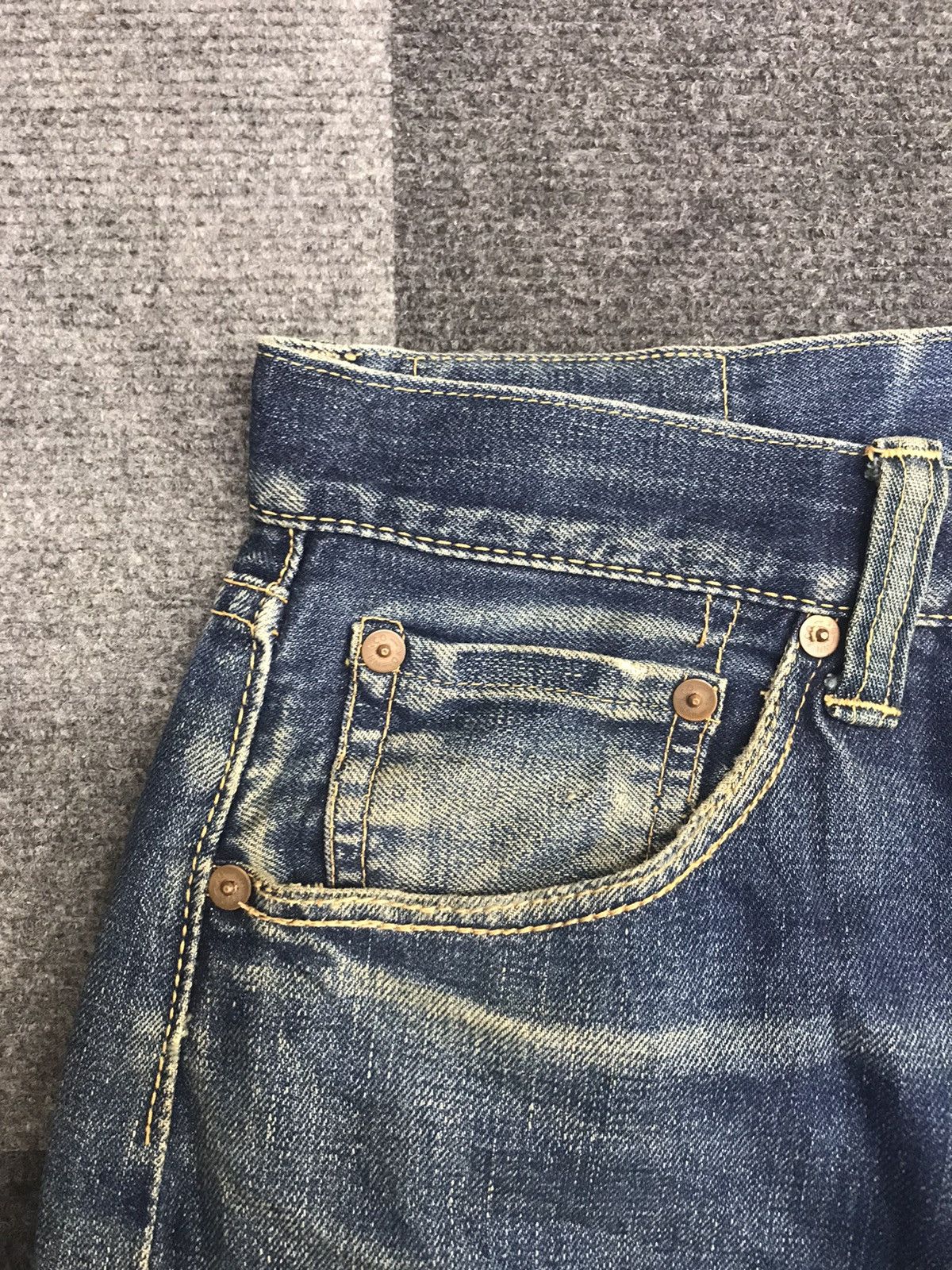 Warehouse 💥THRASHED💥WAREHOUSE SPECIAL Thrashed Selvedge Jeans Size US 29 - 7 Thumbnail