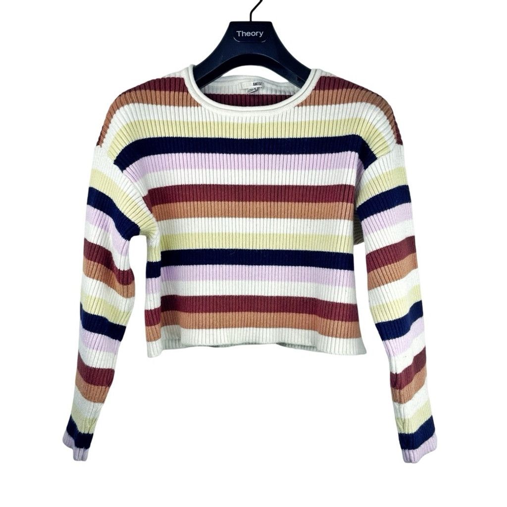 Other AMUSE SOCIETY Women's Cropped Ribbed Striped Sweater New XS Size XS / US 0-2 / IT 36-38 - 1 Thumbnail