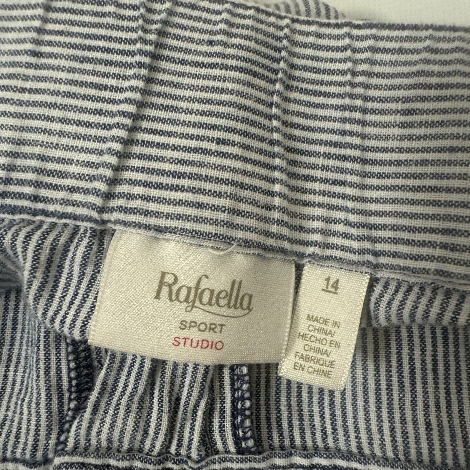 Other Rafaella Linen Pants Blue Striped Ruched Nautical Beach Size 36" / US 14 / IT 50 - 3 Thumbnail