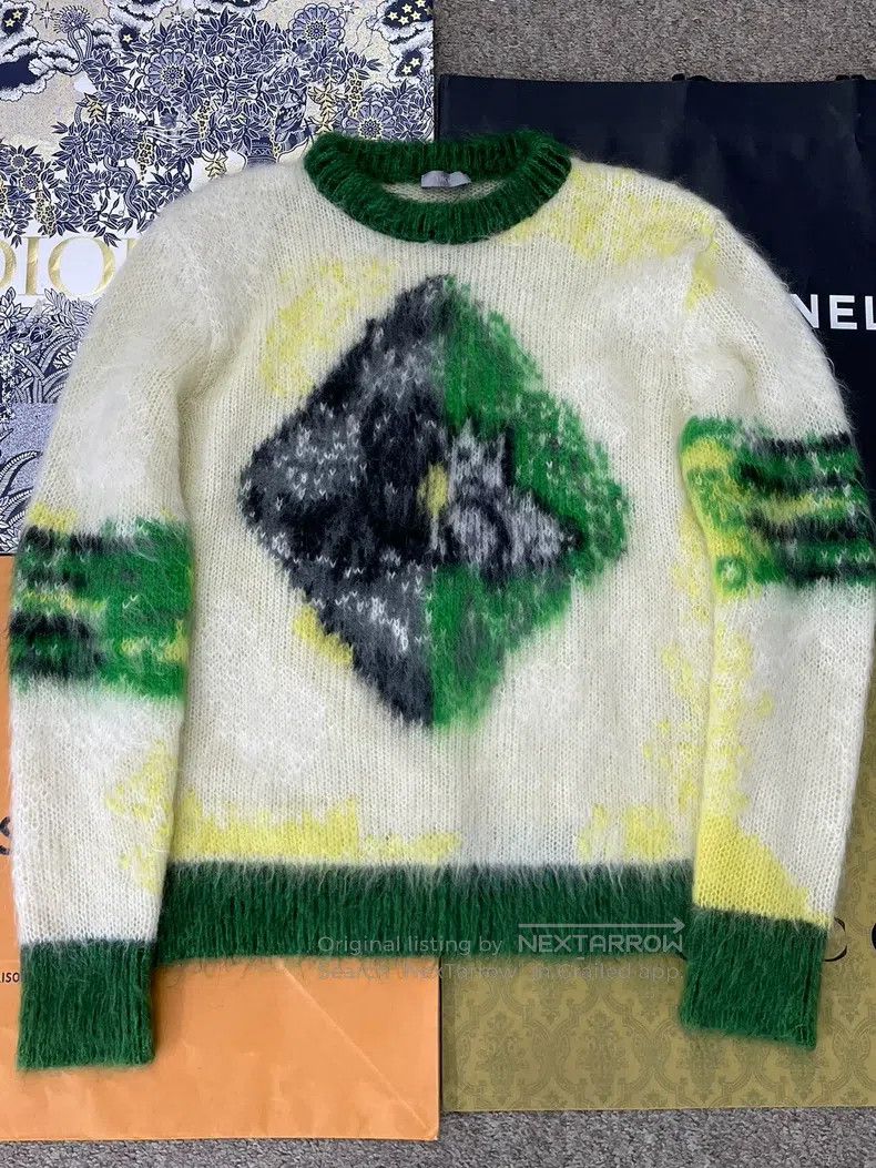 Dior Dior Yellow and green printed horsehair sweater Size US M / EU 48-50 / 2 - 1 Thumbnail