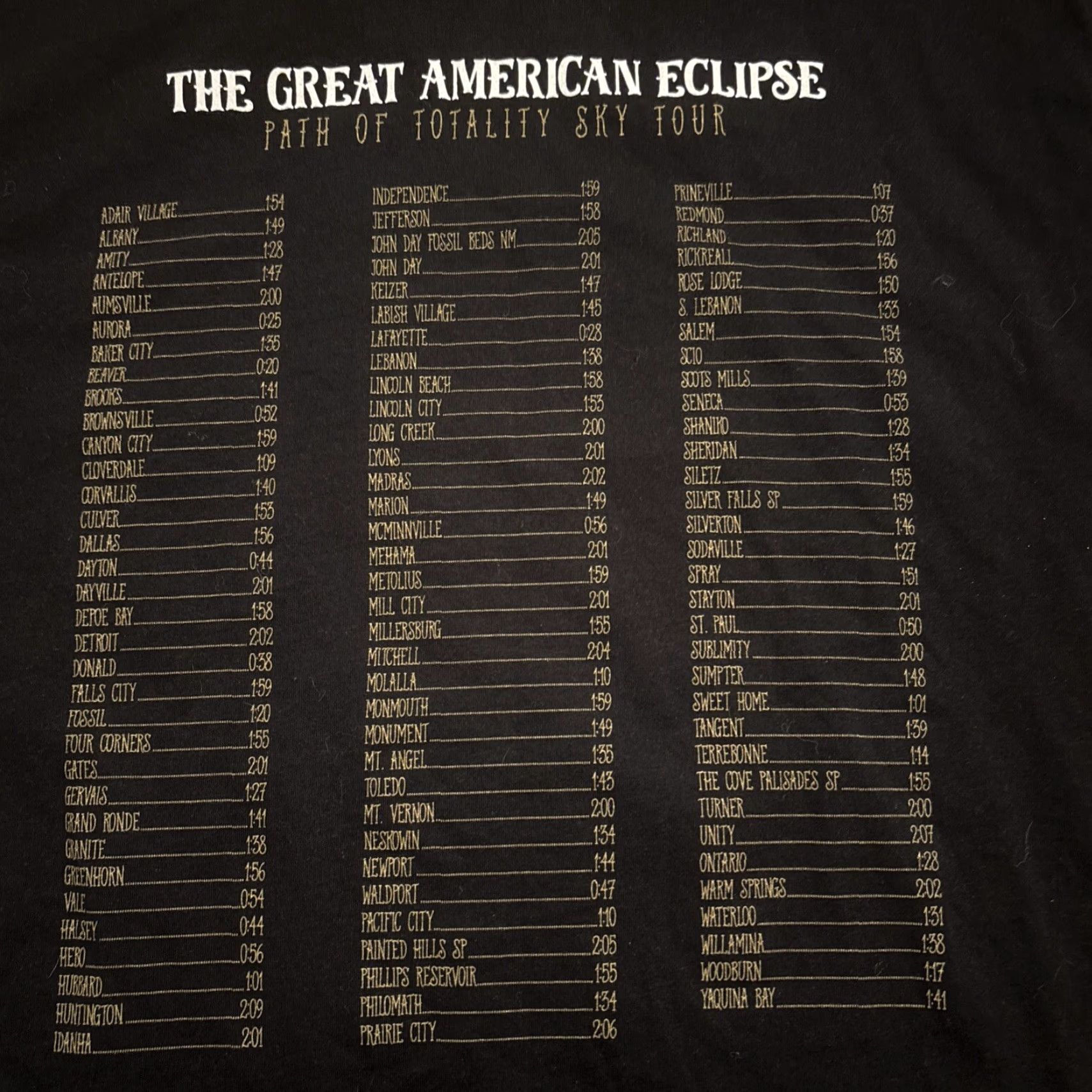 Greats VINTAGE Great American Eclipse Oregon USA 2017 T Shirt Adult Medium Black Totality EUC Mens Size US M / EU 48-50 / 2 - 7 Thumbnail