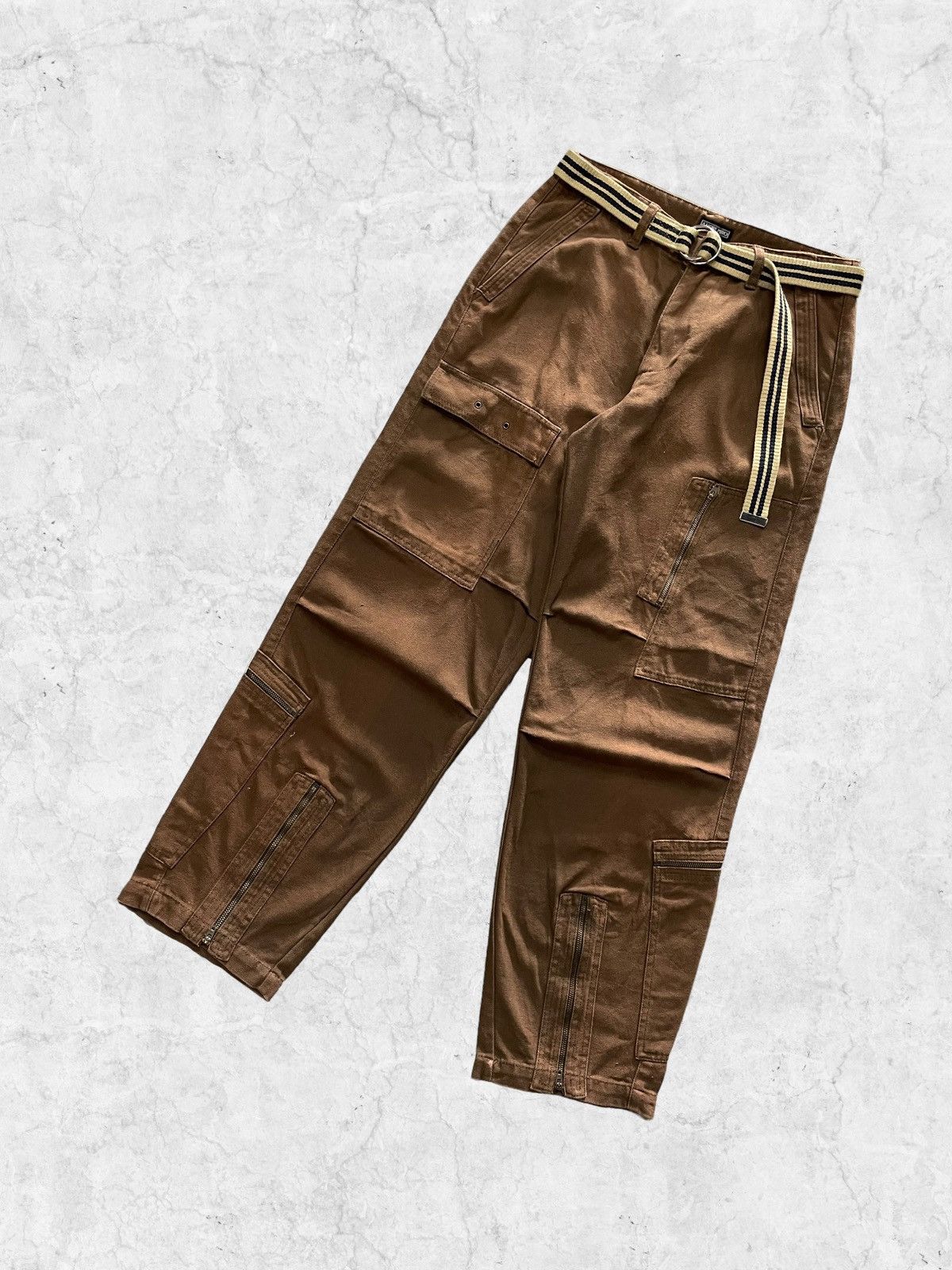Vintage Amore Puro Multi Pocket Baggy Cargo Pants With Belt Size US 30 / EU 46 - 4 Thumbnail