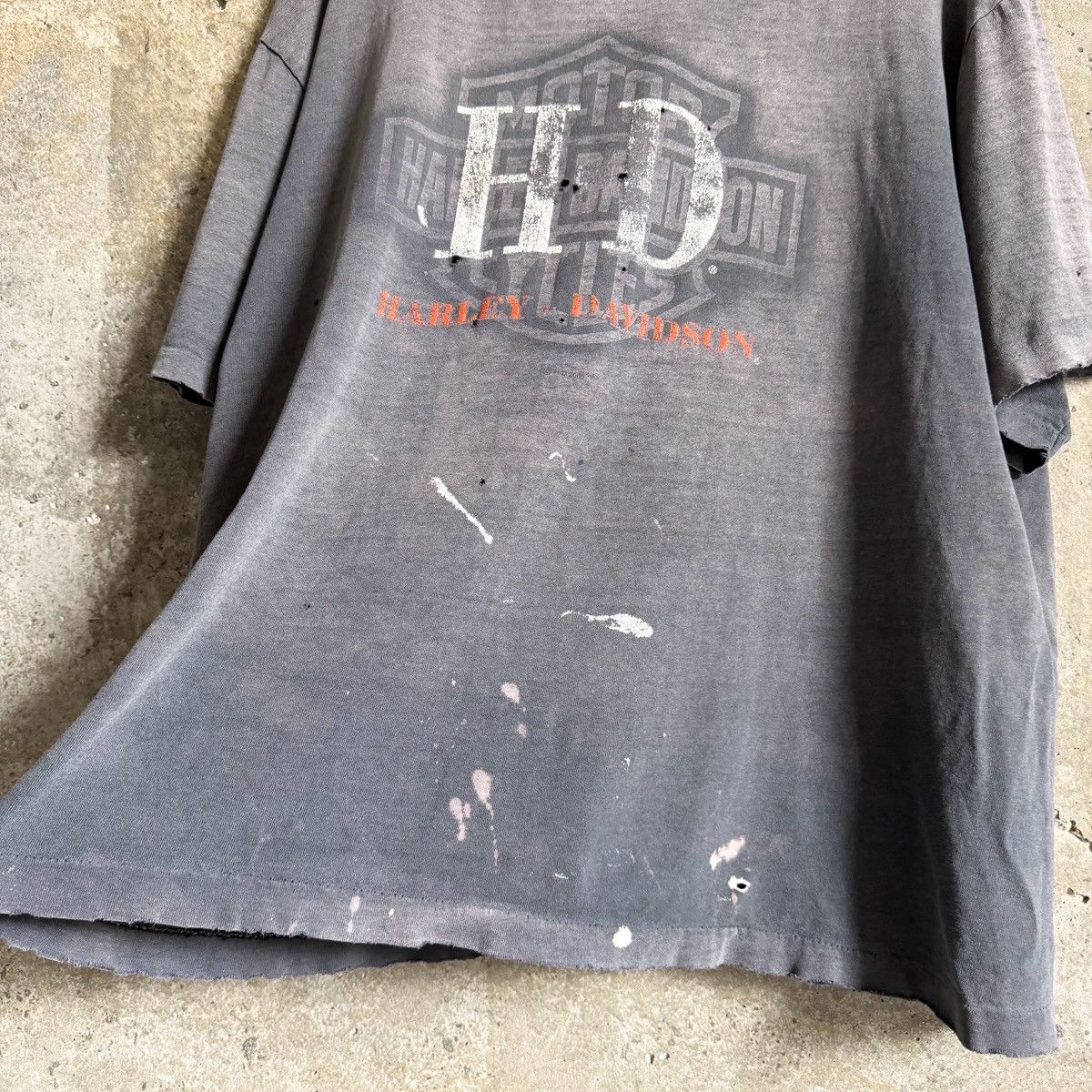 Harley Davidson 90s VINTAGE Single Stitch SUN THRASHED Harley Davidson Tee Size US XL / EU 56 / 4 - 2 Thumbnail