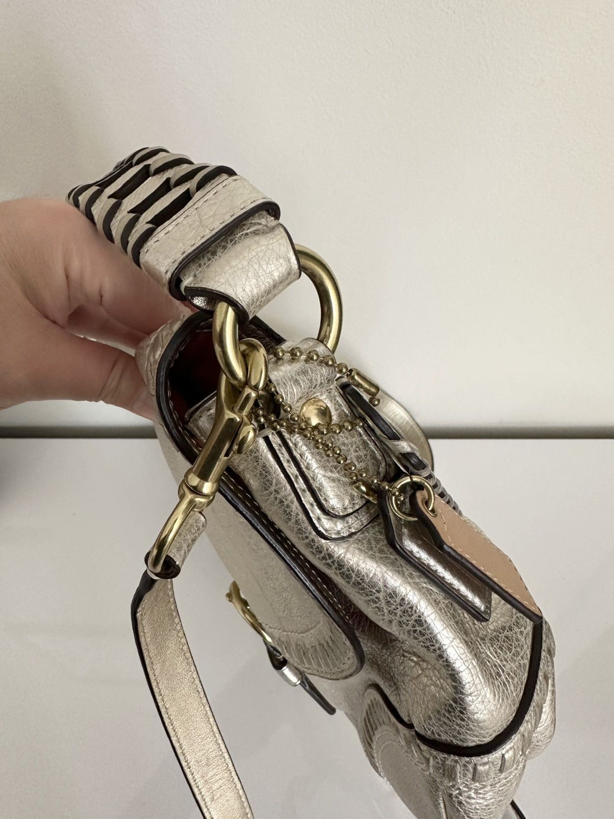 Coach Coach Metallic Whipstitch Leather Bag in Champagne Gold Size ONE SIZE - 4 Thumbnail