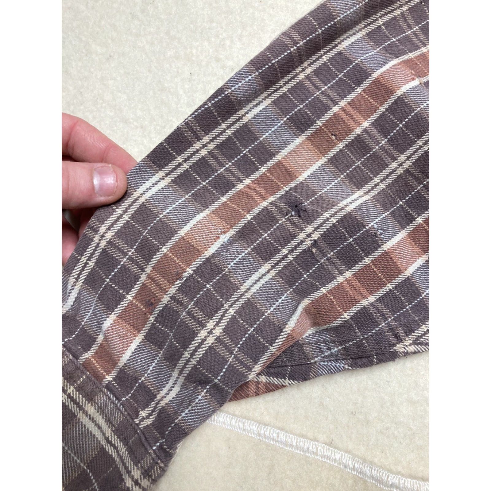 Doublet VINTAGE Pocket Plaid Shirt Mens XL 90s Beige Heavy Cotton Button-Up Long Sleeve Double Pocket T8 Size US XL / EU 56 / 4 - 3 Thumbnail