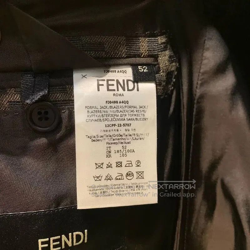 Fendi Fendi Graphic Khaki Cotton Blazer for Men . Size US M / EU 48-50 / 2 - 8 Thumbnail