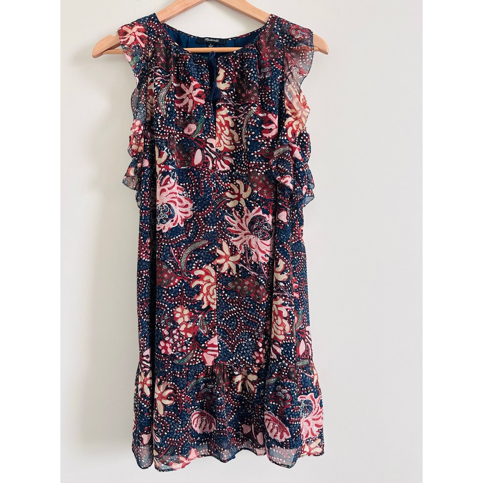 Madewell Madewell Navy Sea Floral Print Ruffle Mini Dress Size Small Size S / US 4 / IT 40 - 3 Thumbnail