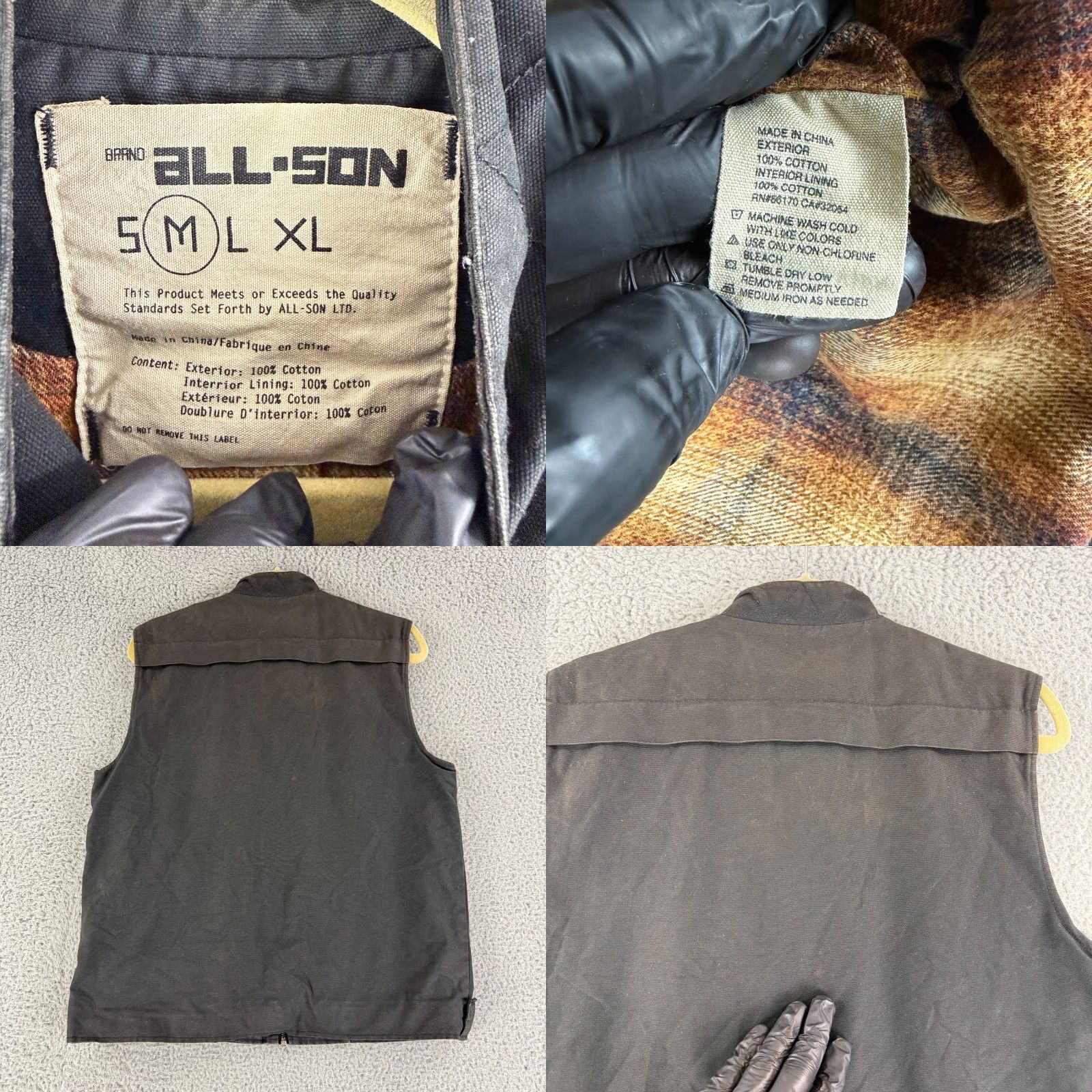 Vintage All-Son Utility Vest Mens Medium Black Full Zip Mock Neck Lined Flannel Outdoor Size US M / EU 48-50 / 2 - 8 Thumbnail