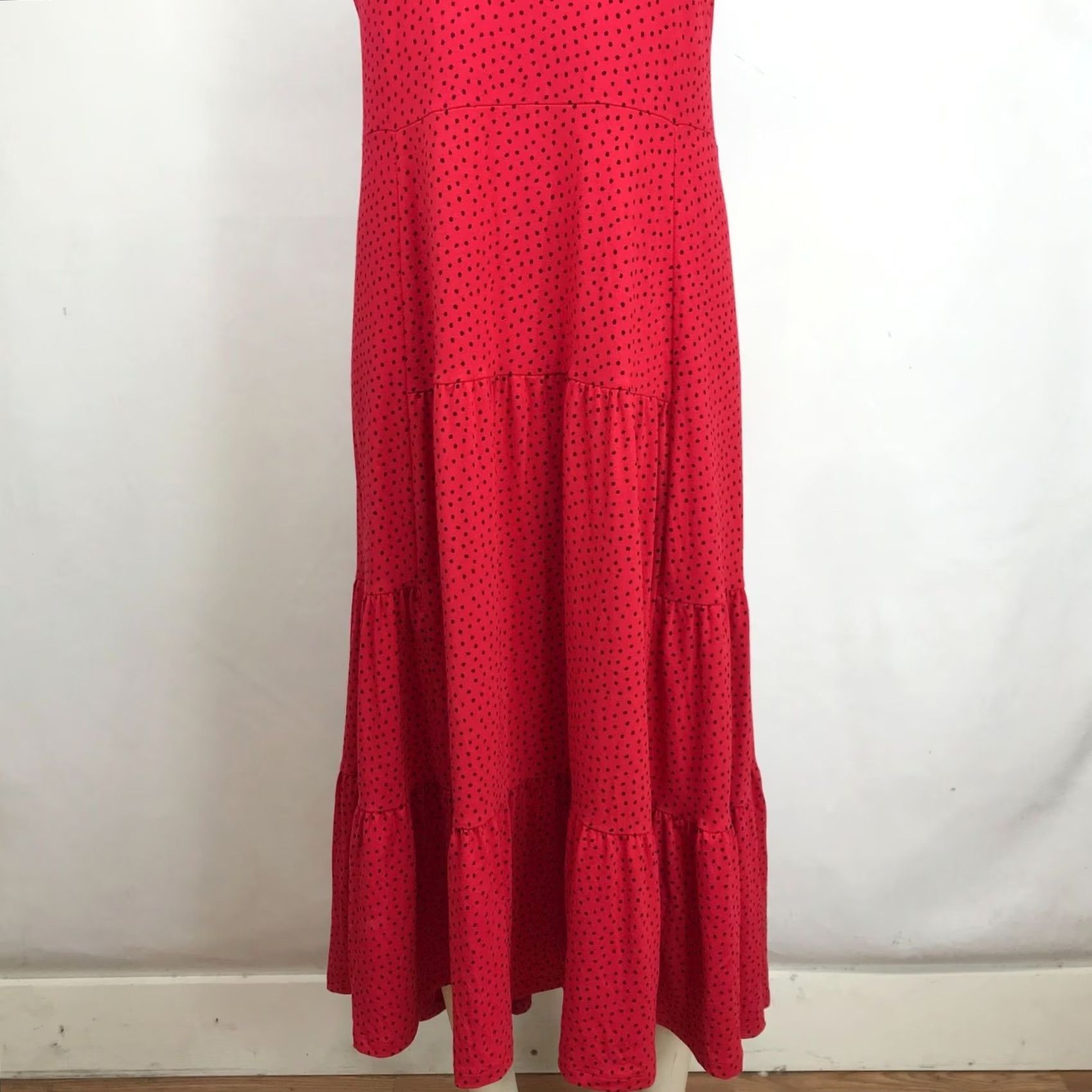 Tommy Hilfiger TOMMY HILFIGER Womens M Red Short Sleeve Ruffle Layered Midi Maxi Dress Size 32" / US 10 / IT 46 - 3 Thumbnail