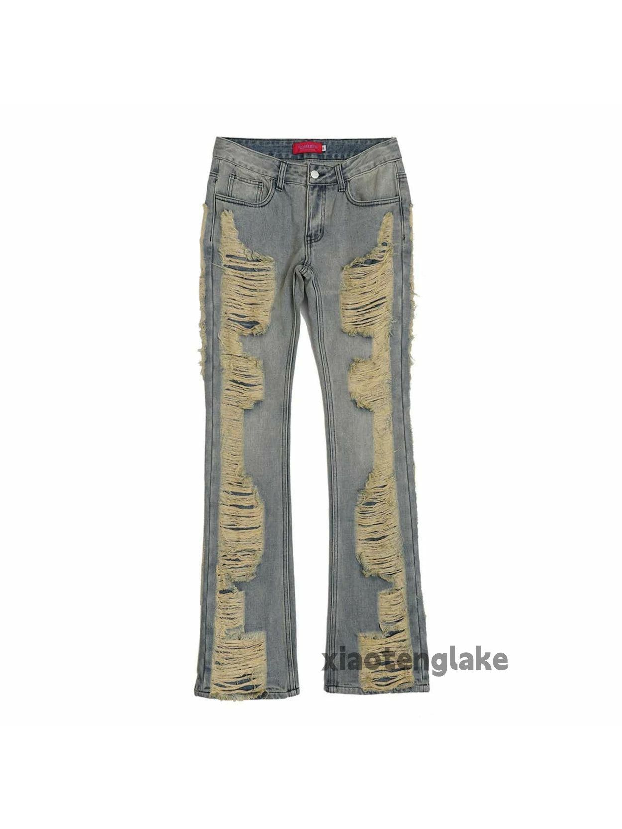 Jean × Vintage washed faded damaged ripped punk grunge flared jeans Size US 30 / EU 46 - 6 Thumbnail