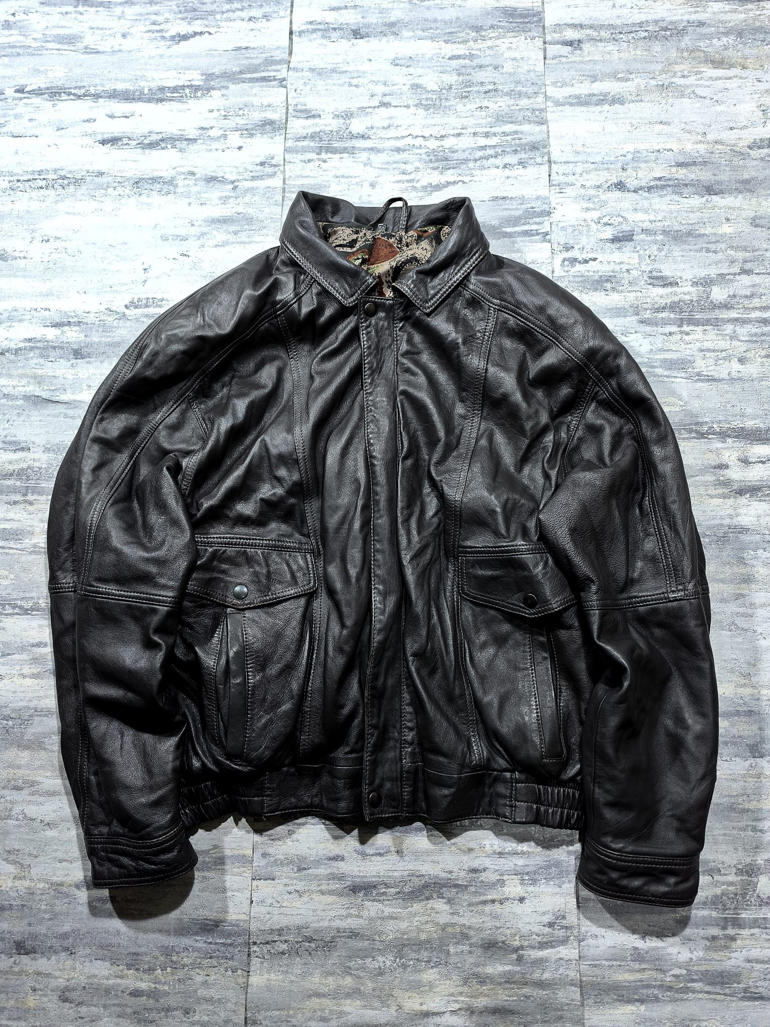 Vintage vintage boxy real leather bomber jacket oversize Size US L / EU 52-54 / 3 - 3 Thumbnail