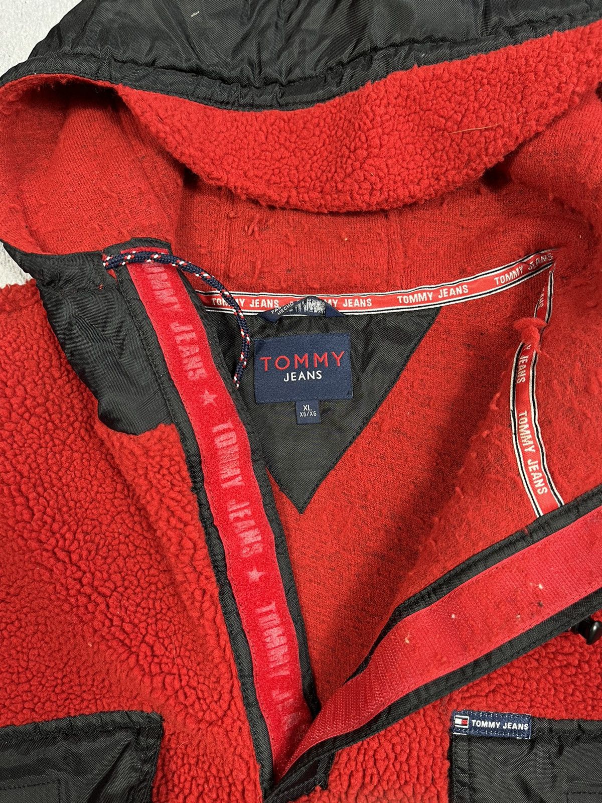 Tommy Hilfiger × Tommy Jeans × Vintage Vintage 90s Tommy Jeans fleece deep pile anorak hoodie XL Size US XL / EU 56 / 4 - 5 Thumbnail